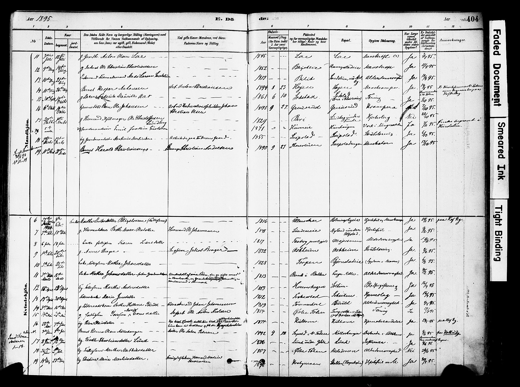 Østre Toten prestekontor, SAH/PREST-104/H/Ha/Haa/L0006: Parish register (official) no. 6 /1, 1878-1896, p. 404