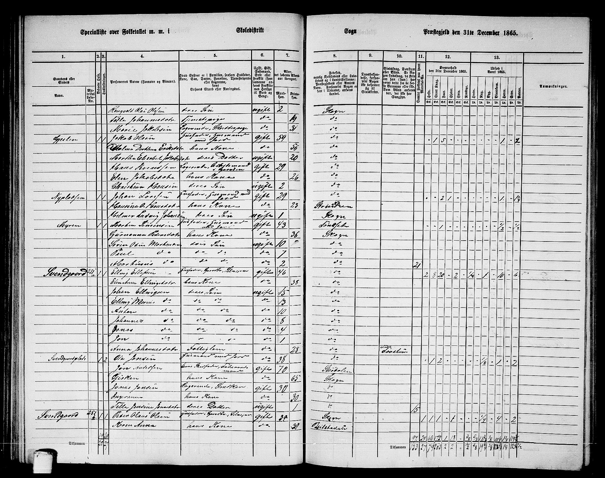 RA, 1865 census for Skogn, 1865, p. 89