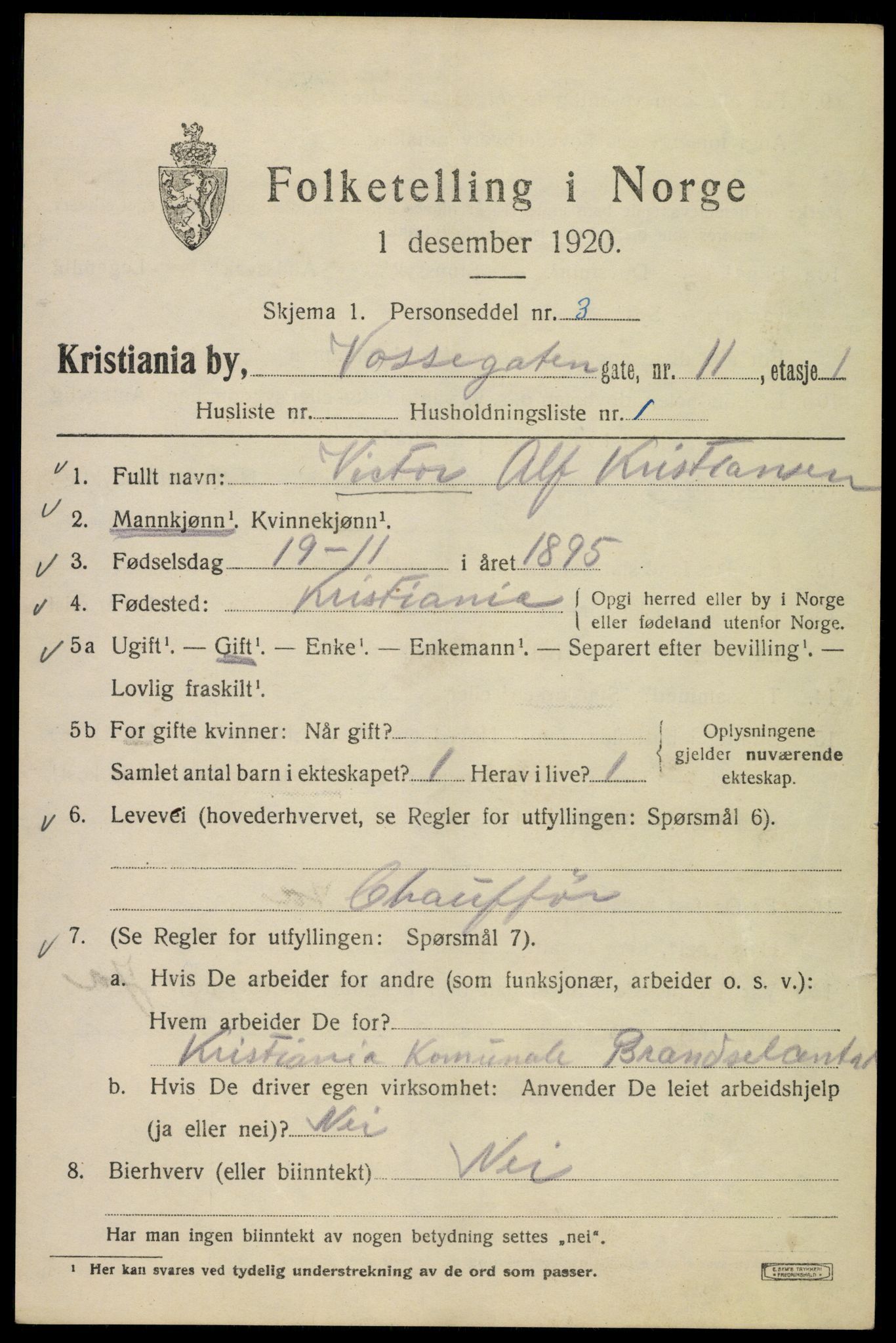 SAO, 1920 census for Kristiania, 1920, p. 644067