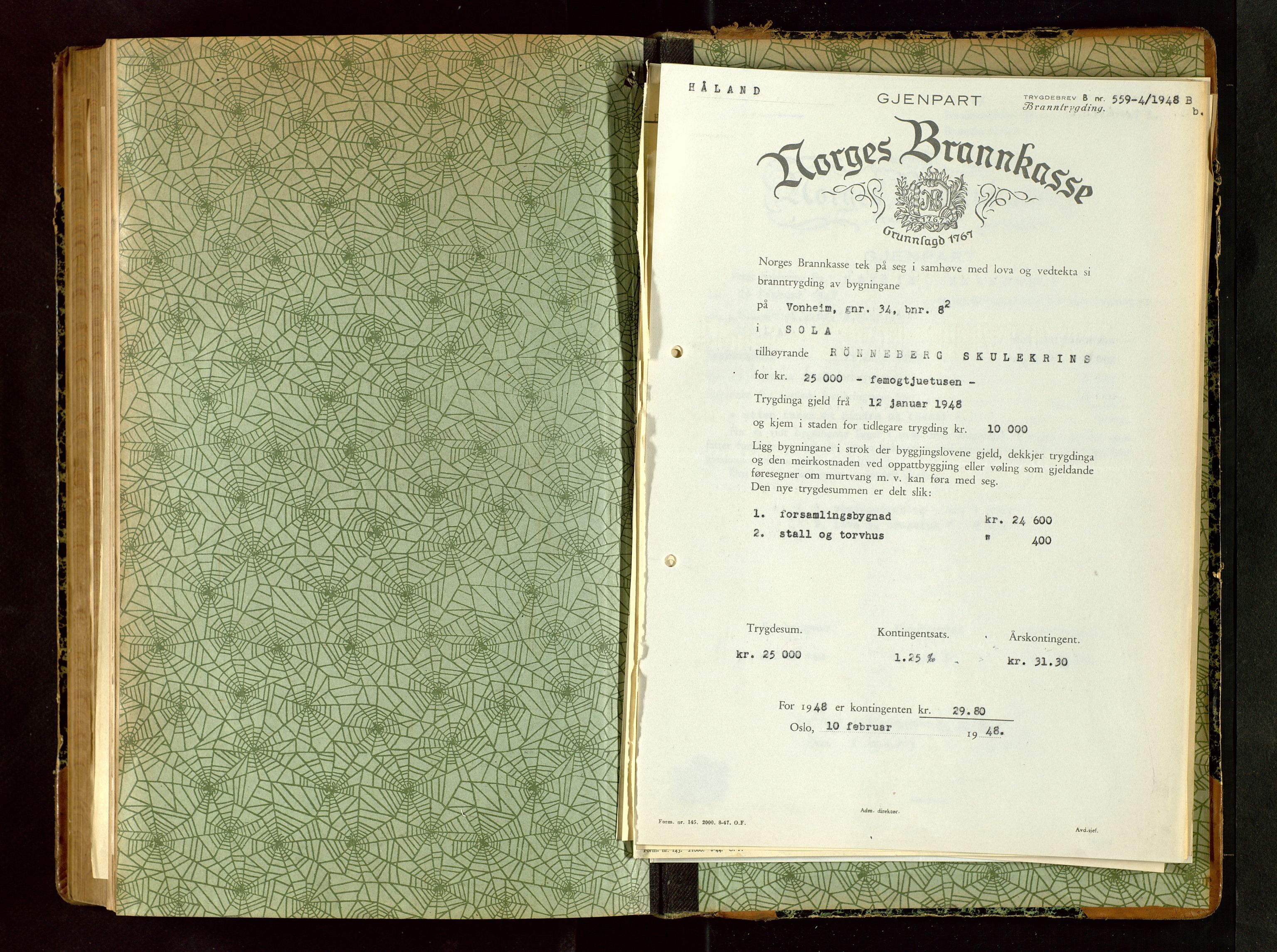 Håland lensmannskontor, AV/SAST-A-100100/Gob/L0008: Branntakstprotokoll - skjematakst. Register i boken., 1925-1930