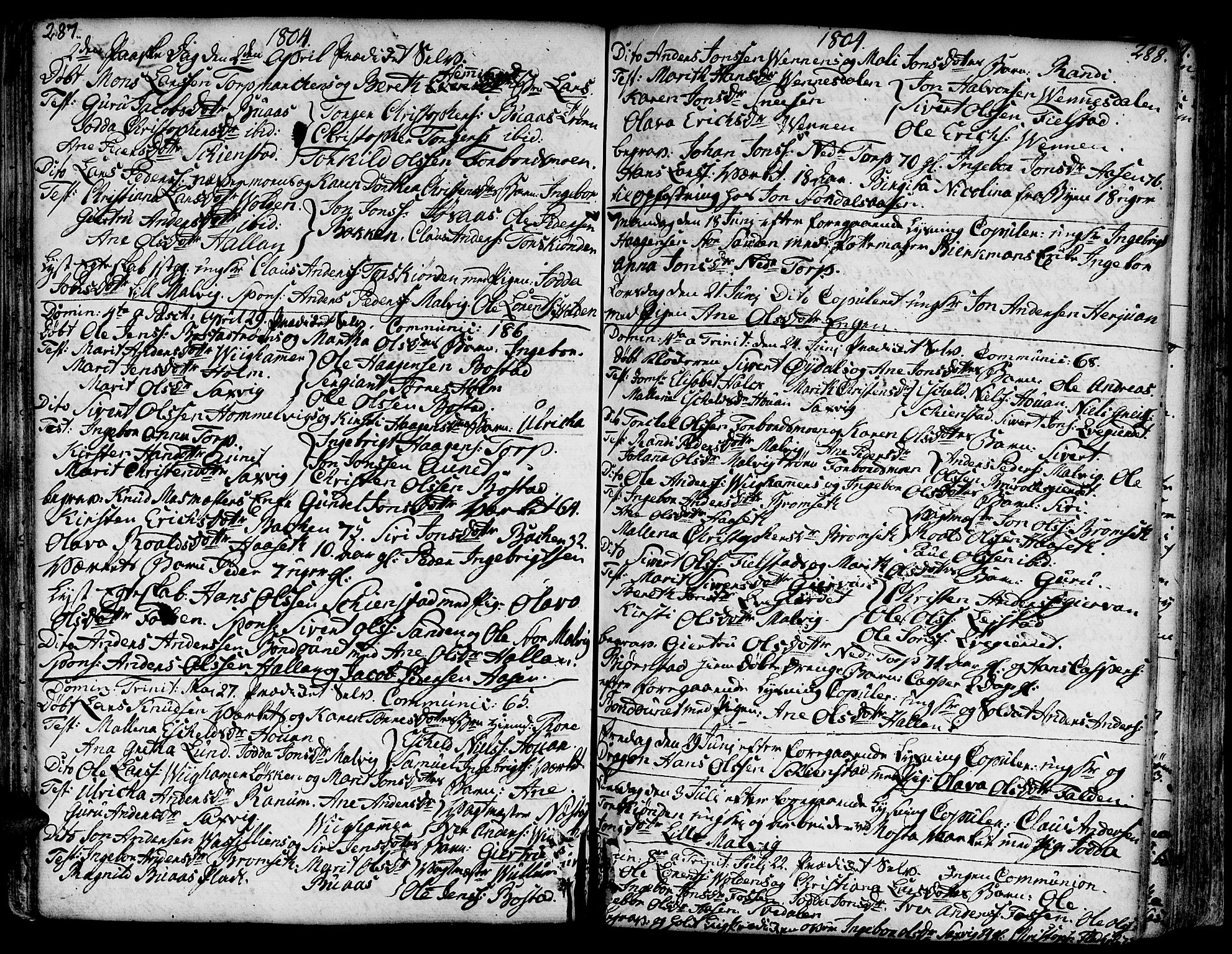 Ministerialprotokoller, klokkerbøker og fødselsregistre - Sør-Trøndelag, SAT/A-1456/606/L0281: Parish register (official) no. 606A02 /2, 1781-1817, p. 287-288