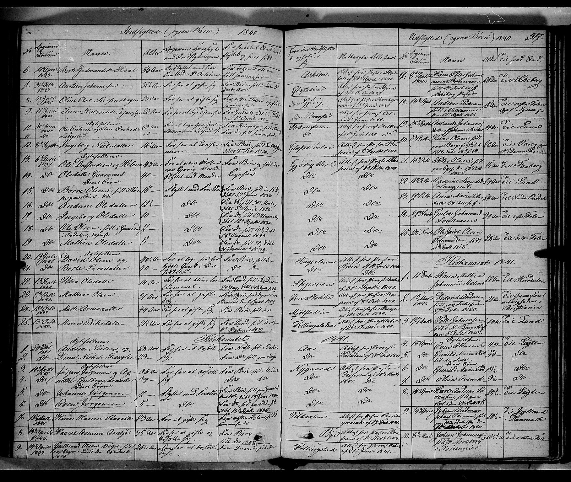 Vardal prestekontor, SAH/PREST-100/H/Ha/Haa/L0005: Parish register (official) no. 5, 1831-1853, p. 317