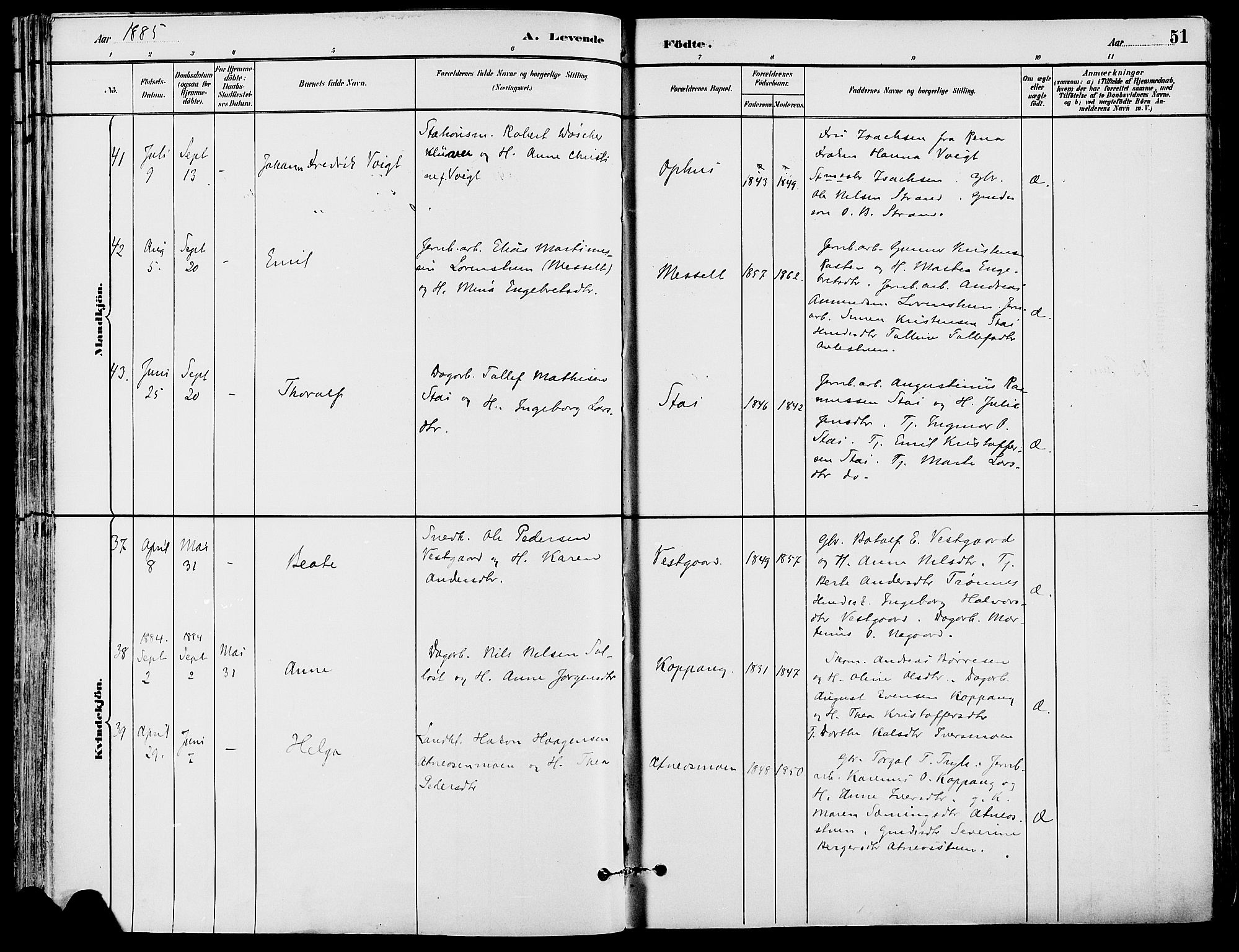 Stor-Elvdal prestekontor, SAH/PREST-052/H/Ha/Haa/L0002: Parish register (official) no. 2, 1882-1907, p. 51