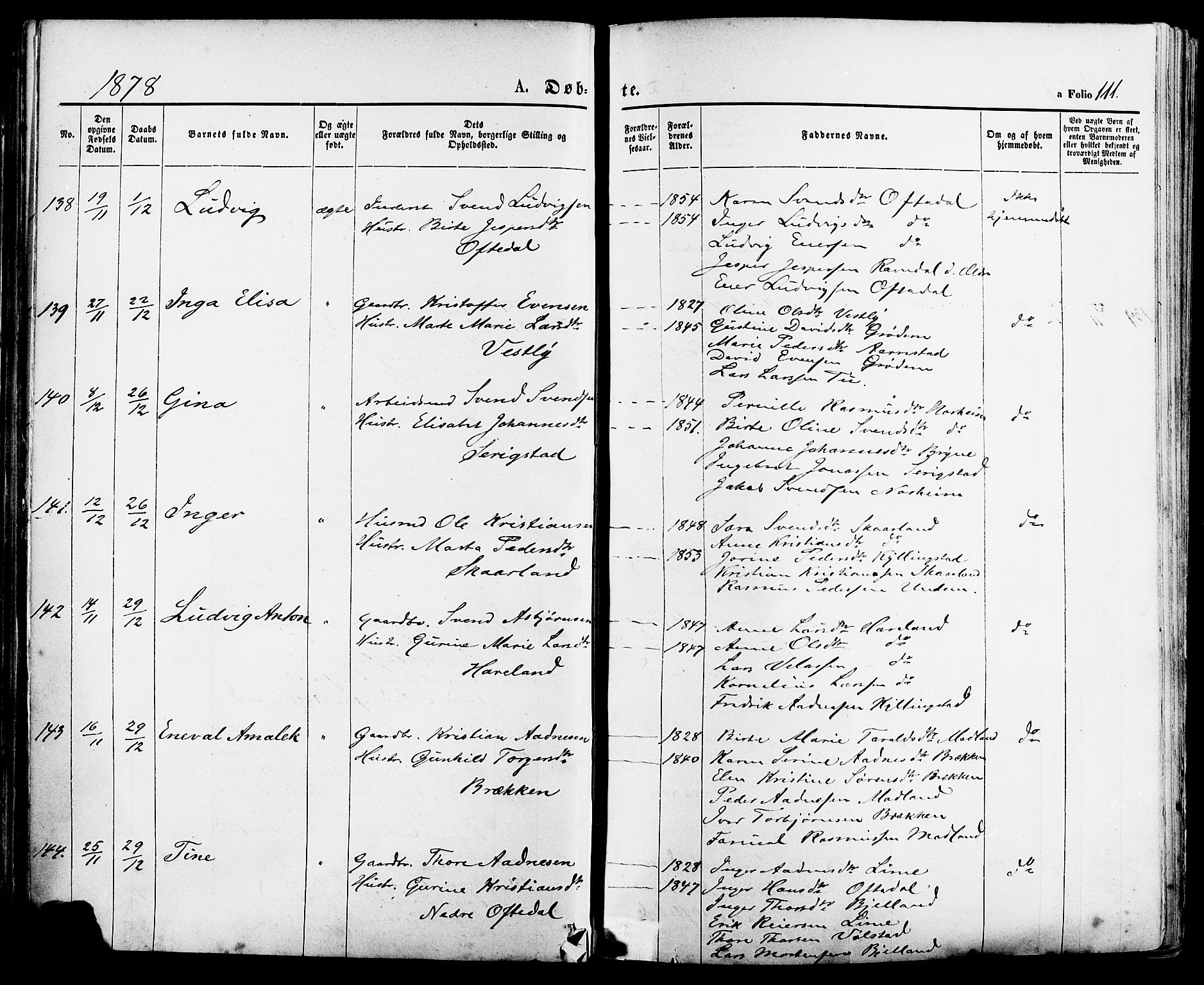 Lye sokneprestkontor, AV/SAST-A-101794/001/30BA/L0008: Parish register (official) no. A 7, 1872-1881, p. 111