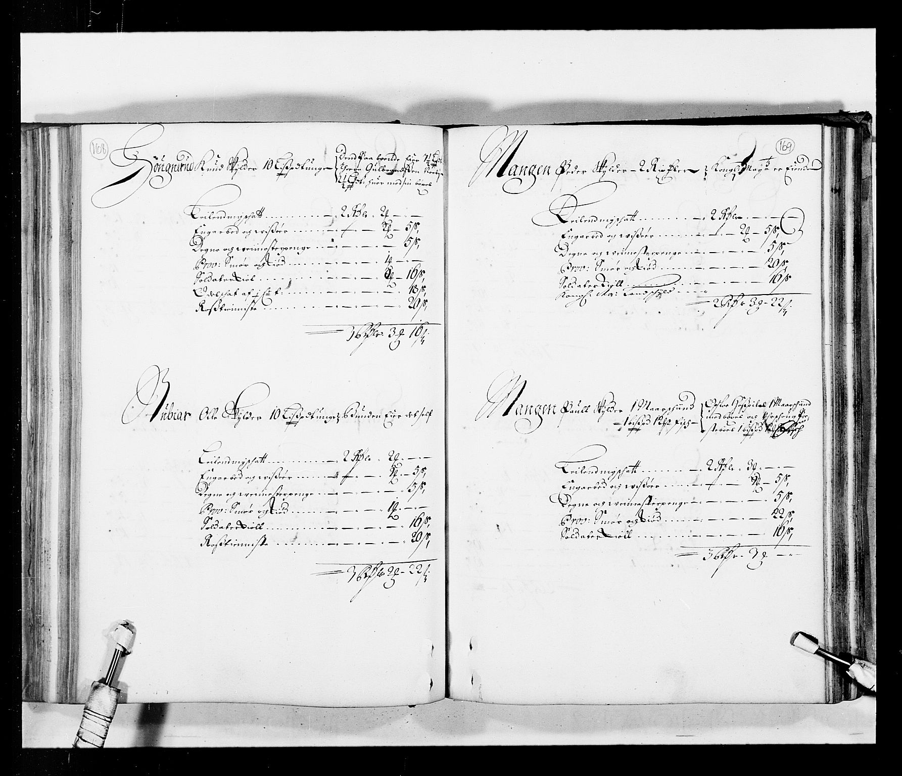 Stattholderembetet 1572-1771, AV/RA-EA-2870/Ek/L0034/0001: Jordebøker 1662-1720: / Matrikkel for Nedre Romerike, 1685, p. 168-169