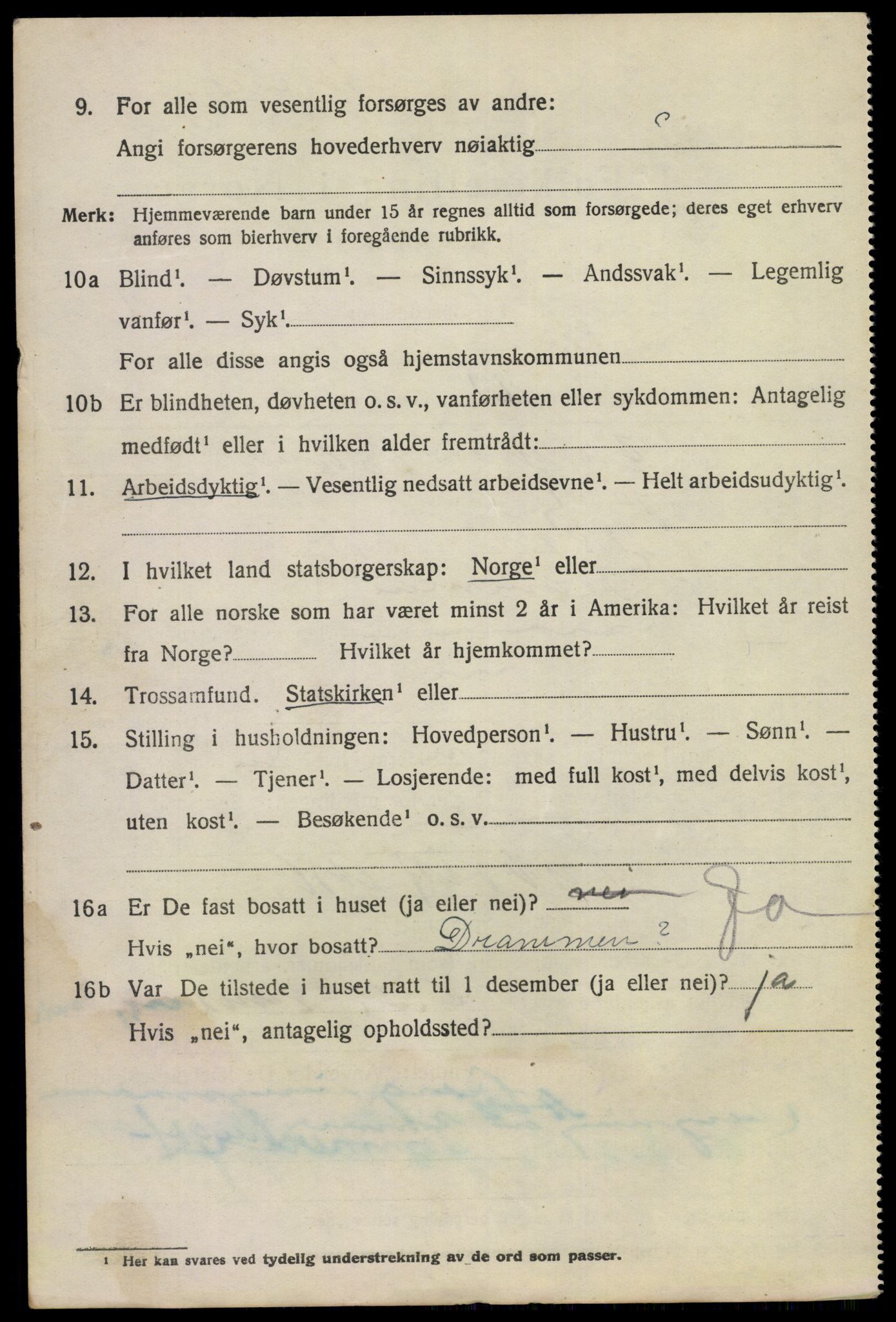 SAKO, 1920 census for Bamble, 1920, p. 4448