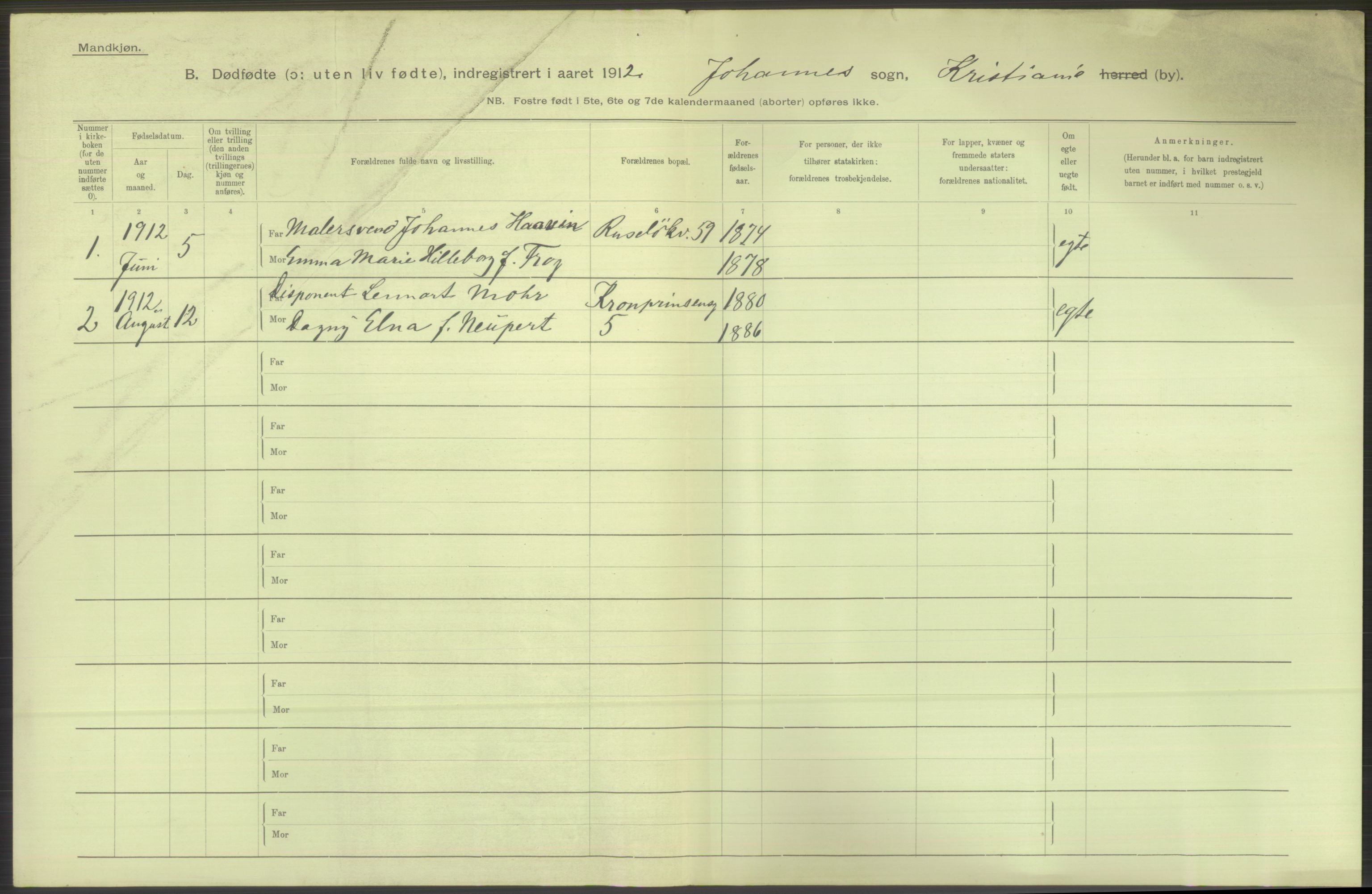 Statistisk sentralbyrå, Sosiodemografiske emner, Befolkning, RA/S-2228/D/Df/Dfb/Dfbb/L0010: Kristiania: Døde, dødfødte, 1912, p. 488