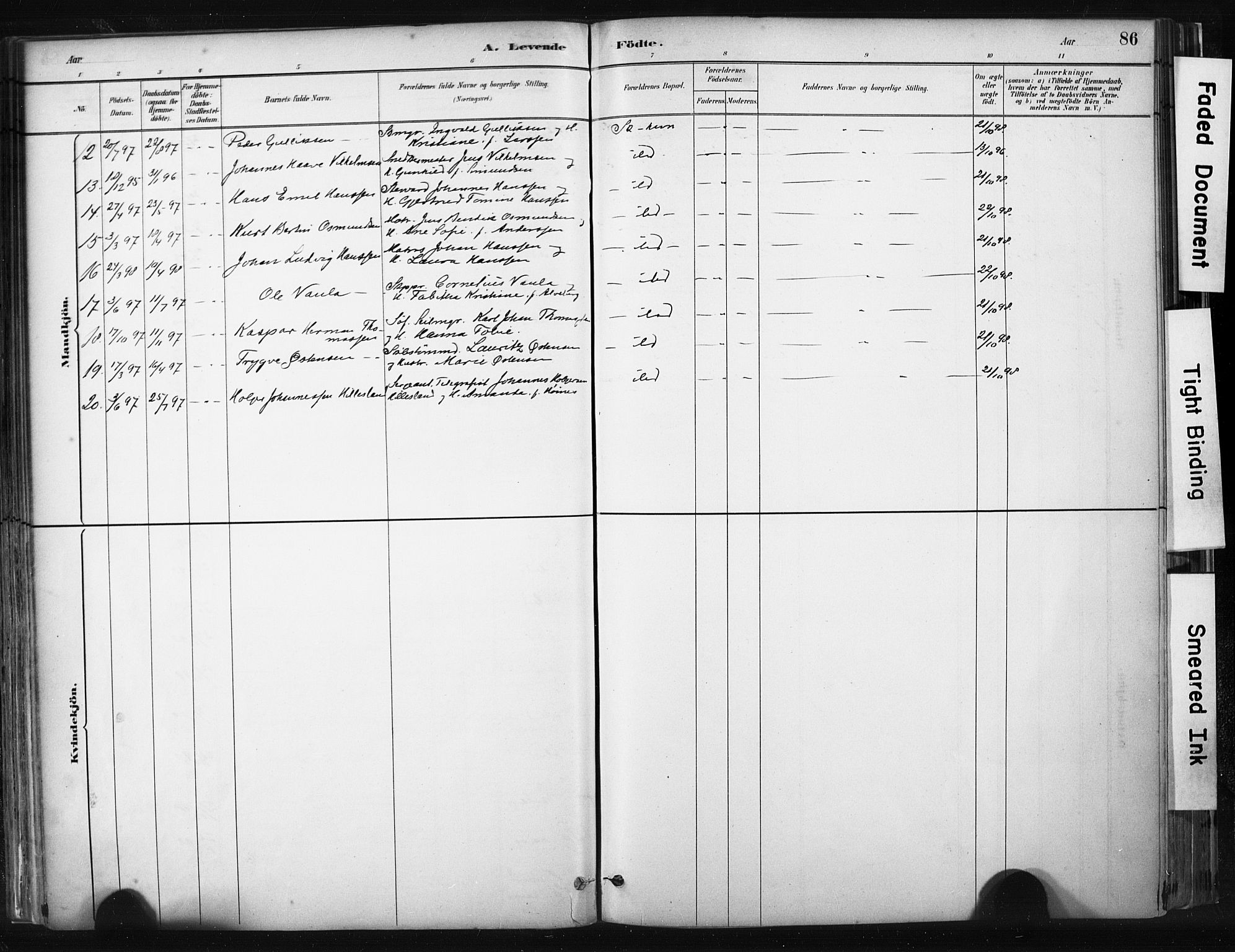 Skudenes sokneprestkontor, SAST/A -101849/H/Ha/Haa/L0008: Parish register (official) no. A 5, 1882-1912, p. 86