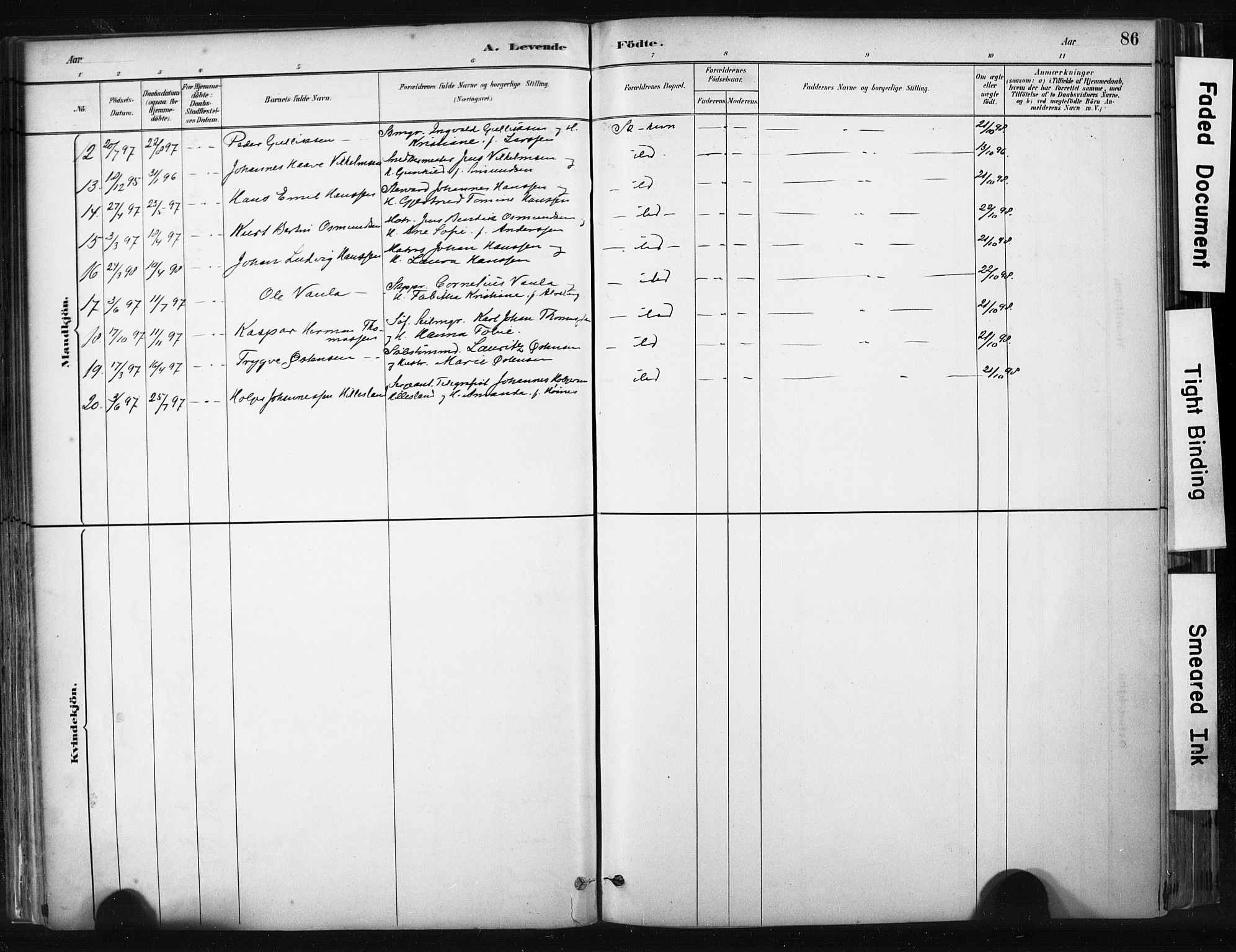 Skudenes sokneprestkontor, AV/SAST-A -101849/H/Ha/Haa/L0008: Parish register (official) no. A 5, 1882-1912, p. 86