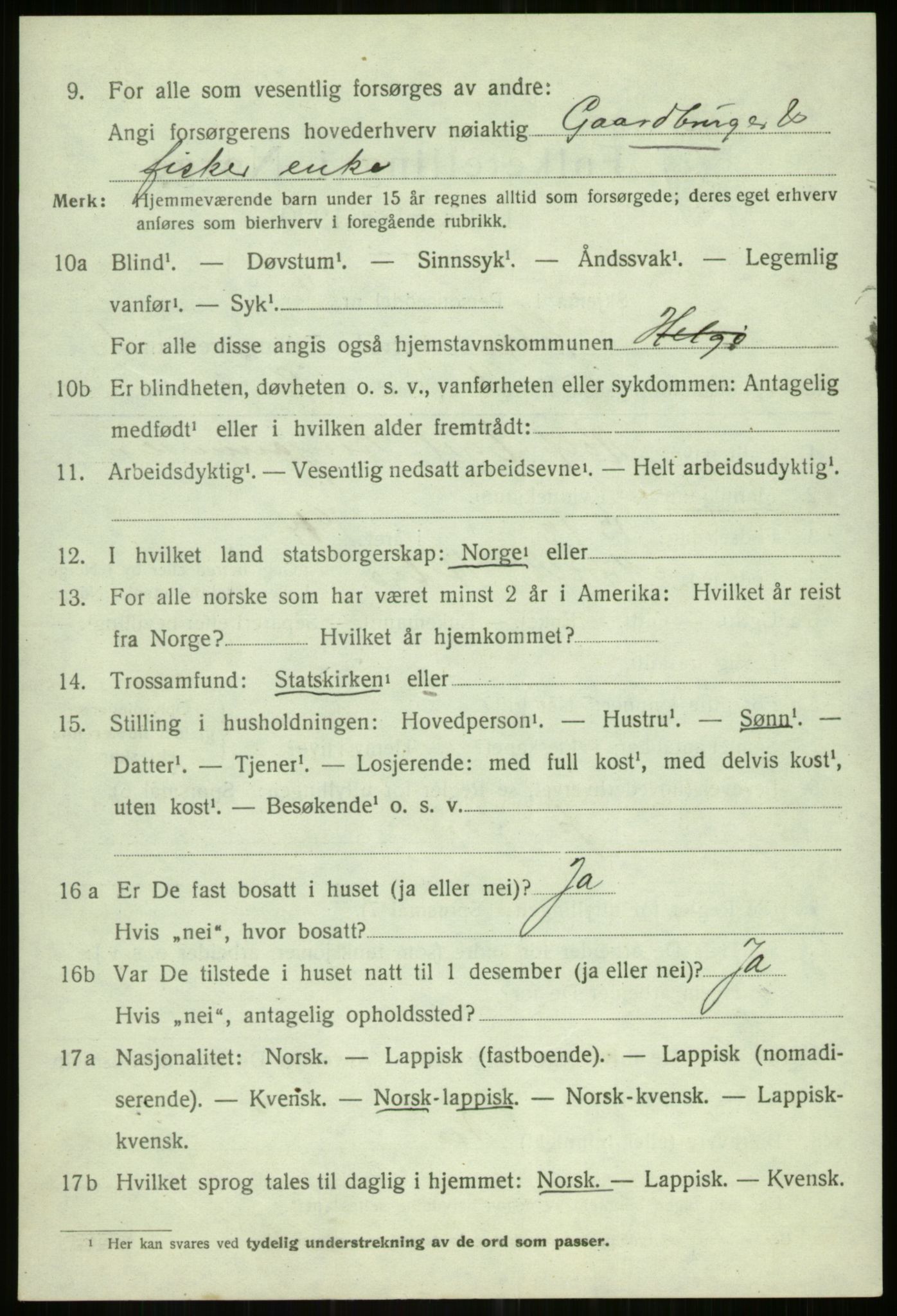 SATØ, 1920 census for Helgøy, 1920, p. 873