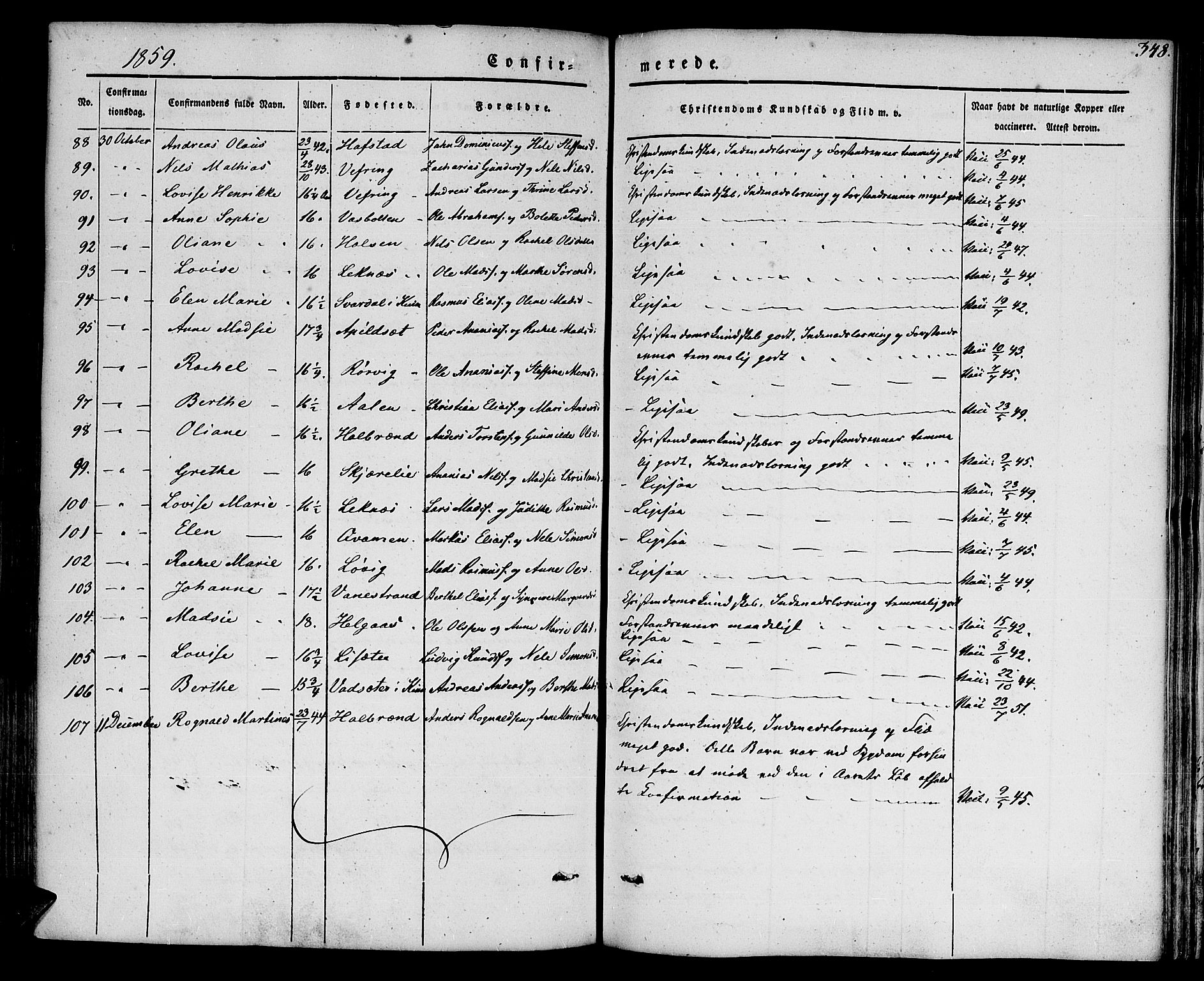 Førde sokneprestembete, SAB/A-79901/H/Haa/Haaa/L0007: Parish register (official) no. A 7, 1843-1860, p. 348