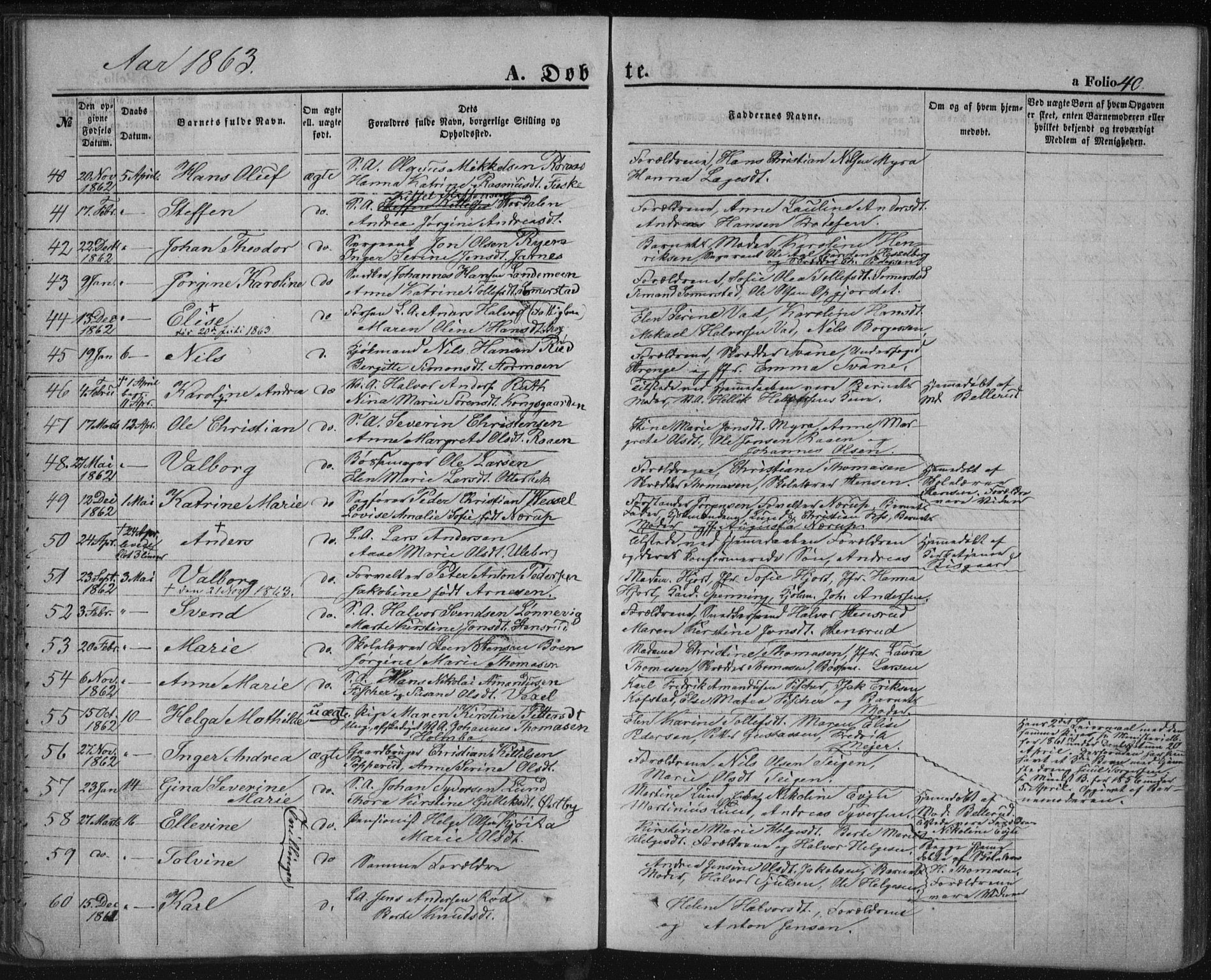 Kongsberg kirkebøker, AV/SAKO-A-22/F/Fa/L0010: Parish register (official) no. I 10, 1859-1875, p. 40