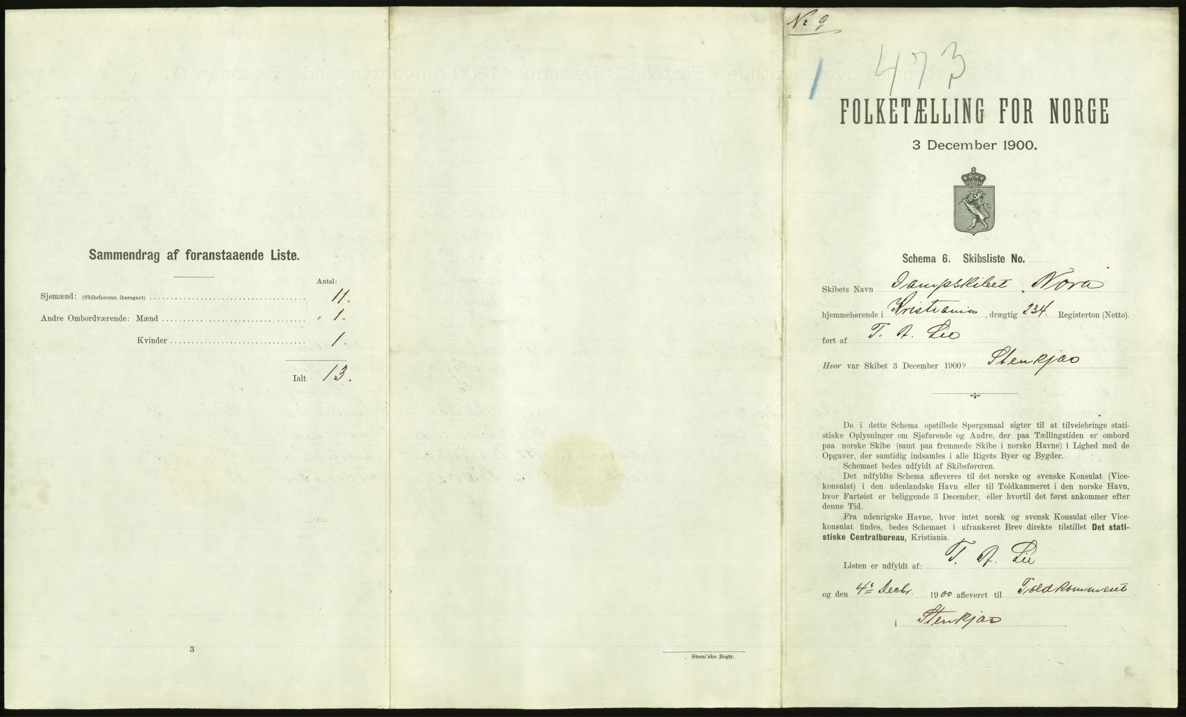 RA, 1900 Census - ship lists from ships in Norwegian harbours, harbours abroad and at sea, 1900, p. 2557