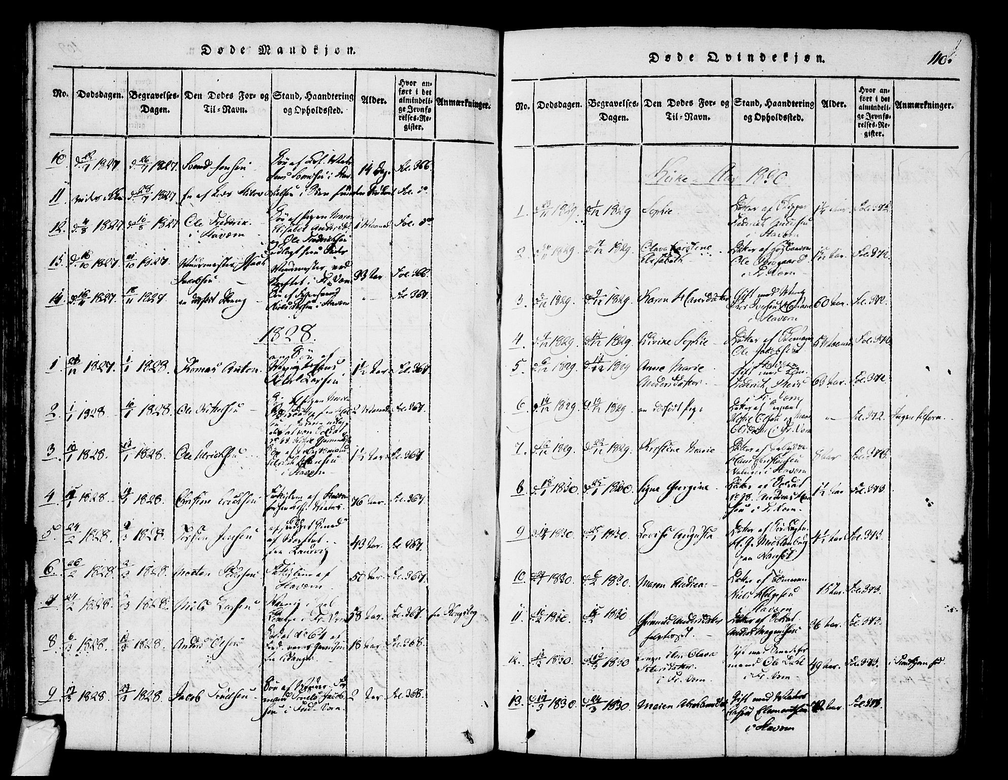 Stavern kirkebøker, SAKO/A-318/F/Fa/L0006: Parish register (official) no. 6, 1816-1839, p. 110
