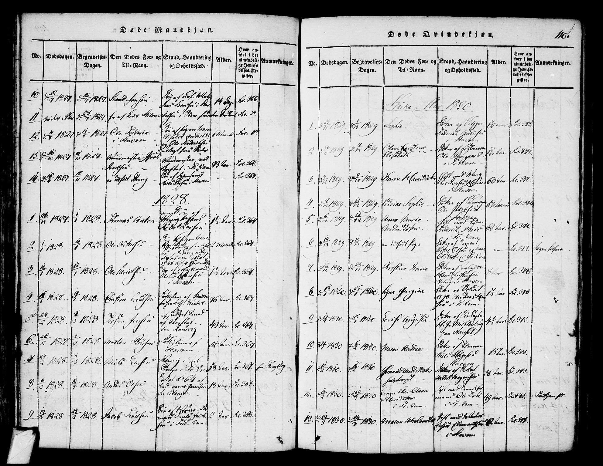 Stavern kirkebøker, AV/SAKO-A-318/F/Fa/L0006: Parish register (official) no. 6, 1816-1839, p. 110