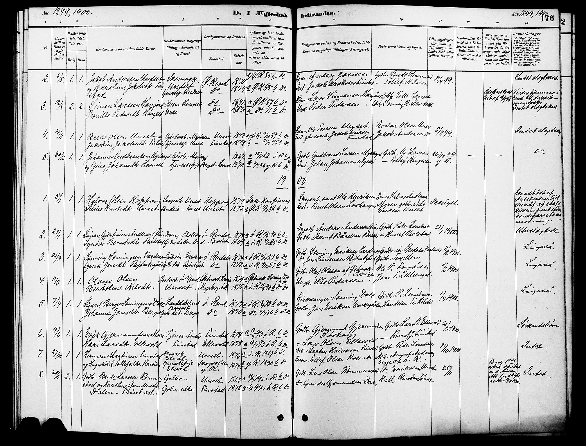 Rendalen prestekontor, SAH/PREST-054/H/Ha/Hab/L0003: Parish register (copy) no. 3, 1879-1904, p. 176