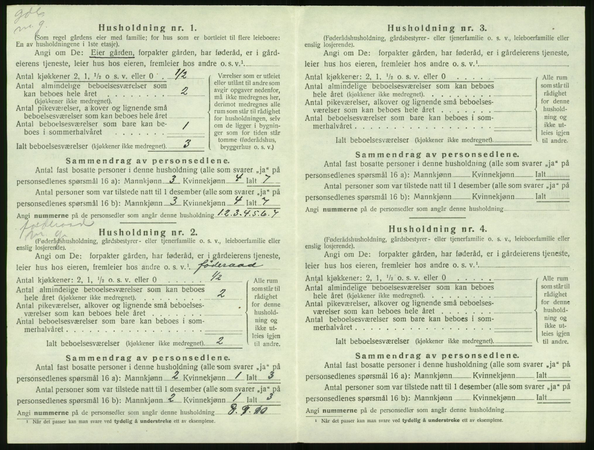 SAT, 1920 census for Volda, 1920, p. 1319