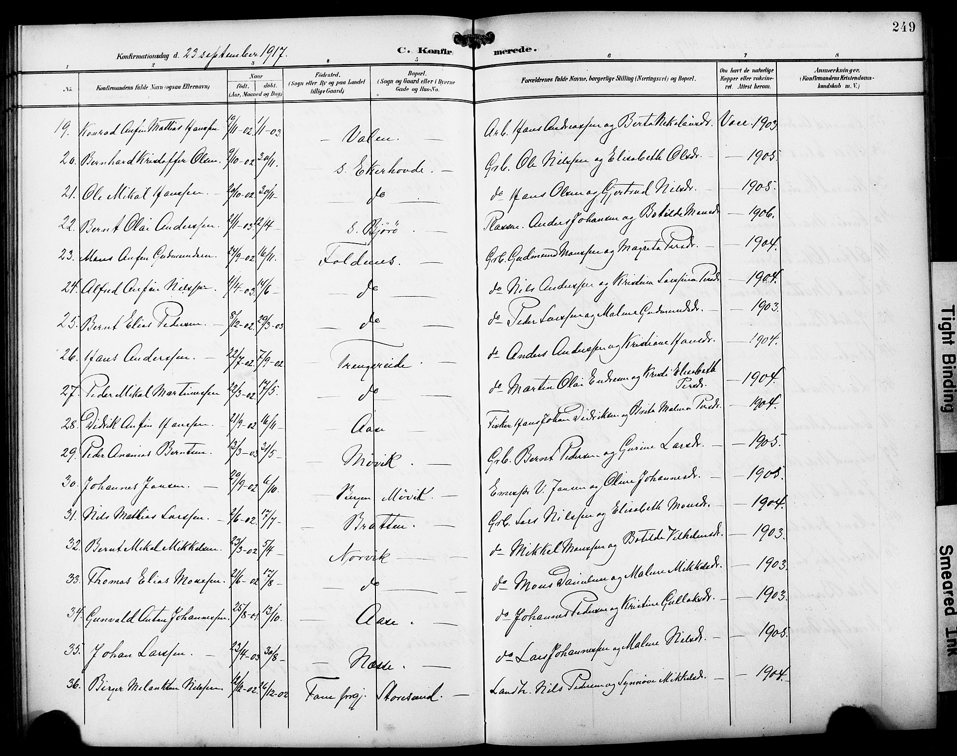 Fjell sokneprestembete, SAB/A-75301/H/Hab: Parish register (copy) no. A 5, 1899-1918, p. 249