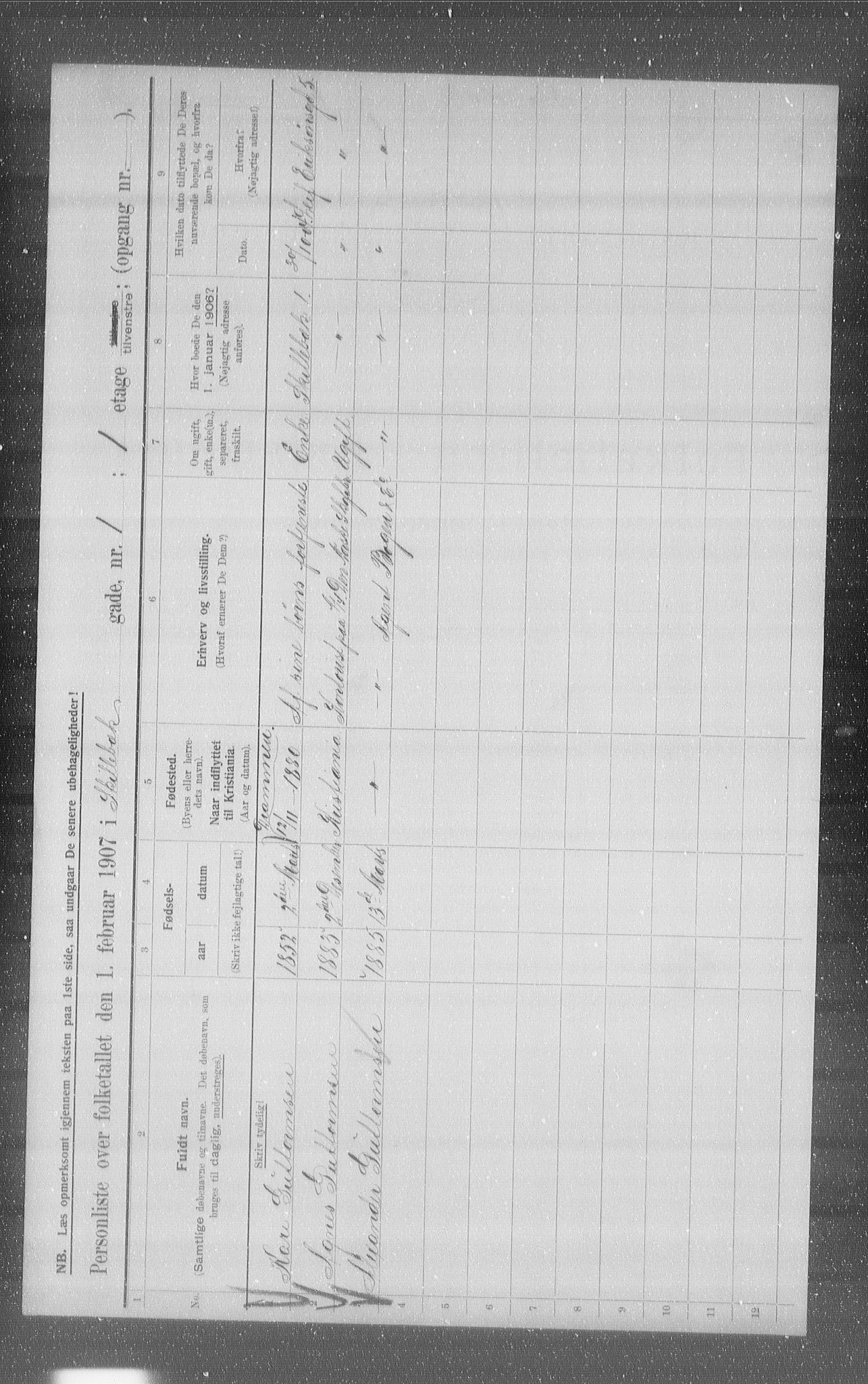 OBA, Municipal Census 1907 for Kristiania, 1907, p. 48719