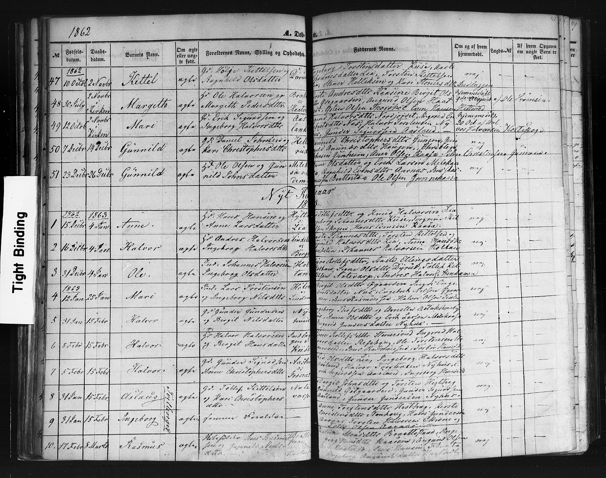 Sauherad kirkebøker, SAKO/A-298/F/Fb/L0001: Parish register (official) no. II 1, 1851-1877, p. 42