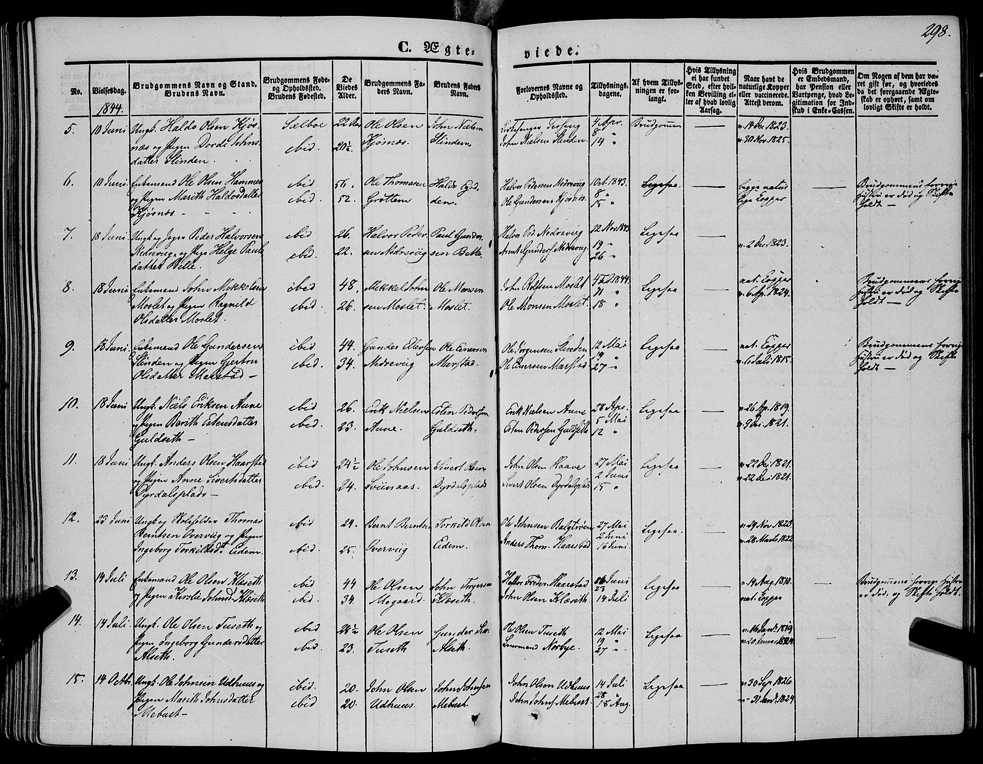 Ministerialprotokoller, klokkerbøker og fødselsregistre - Sør-Trøndelag, SAT/A-1456/695/L1145: Parish register (official) no. 695A06 /1, 1843-1859, p. 298