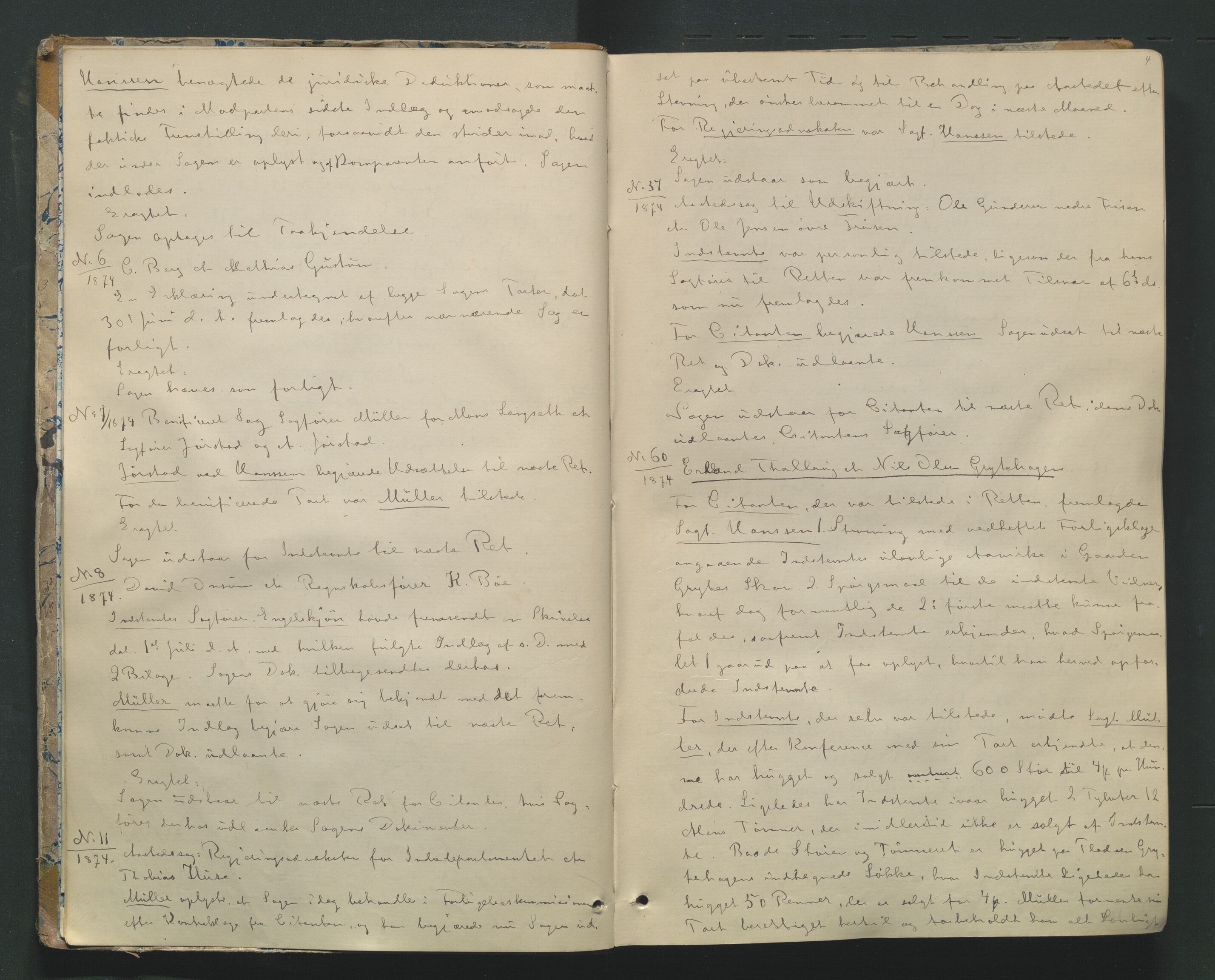 Sør-Gudbrandsdal tingrett, AV/SAH-TING-004/G/Gb/Gba/L0025: Tingbok, 1874-1880, p. 3b-4a