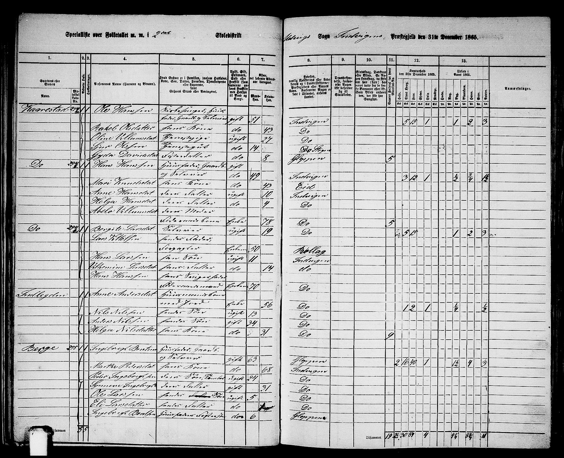 RA, 1865 census for Innvik, 1865, p. 31