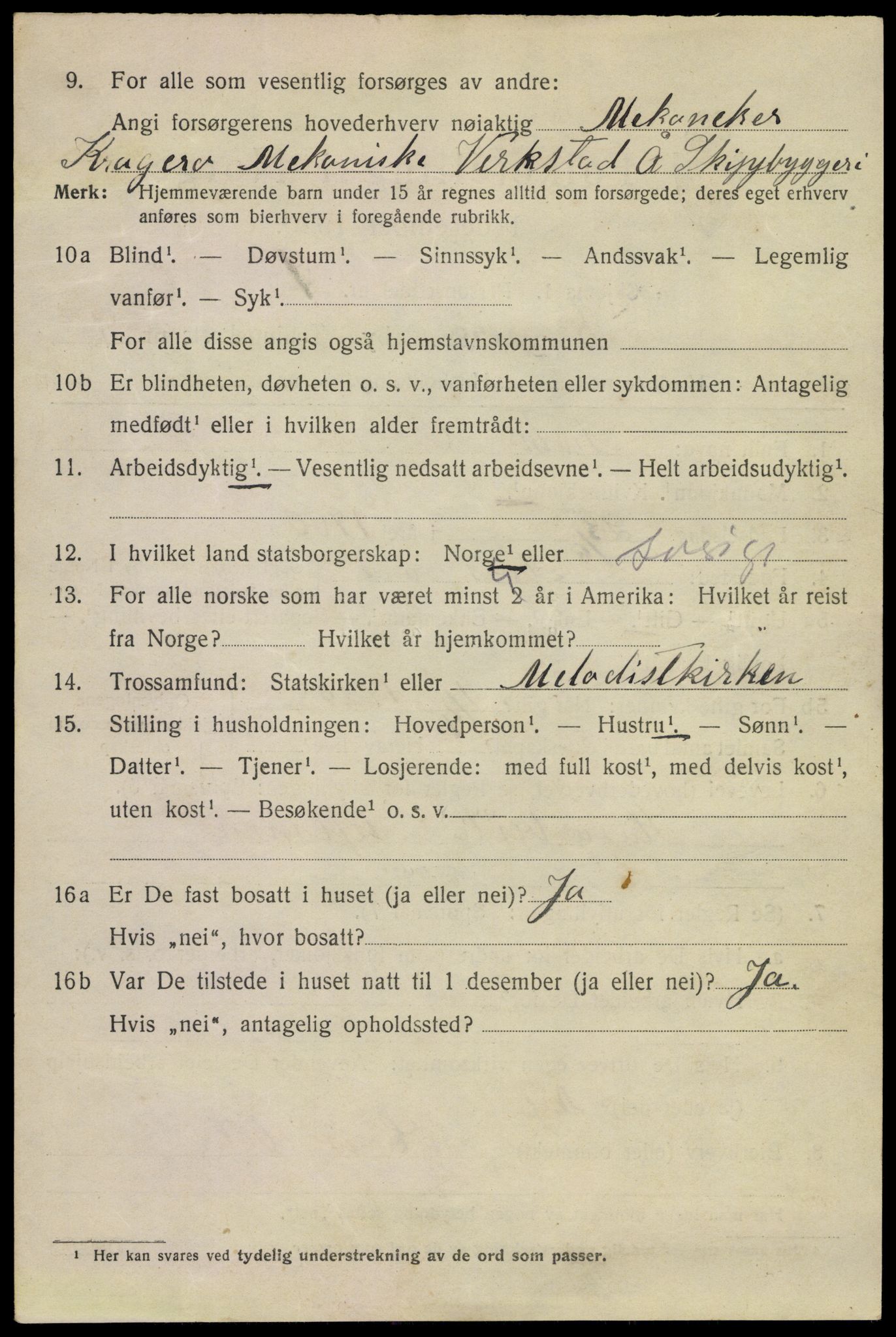 SAKO, 1920 census for Kragerø, 1920, p. 12000