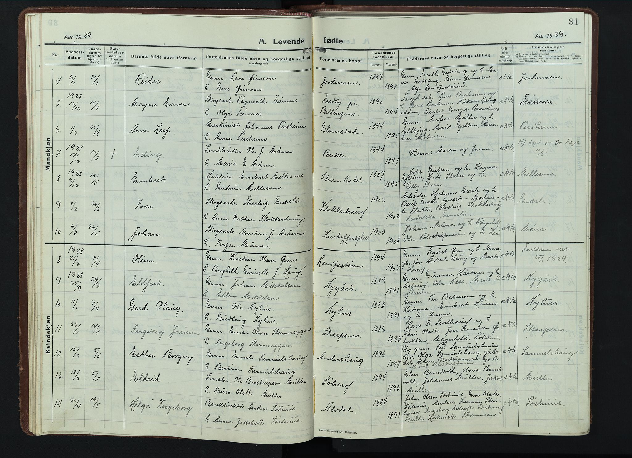 Alvdal prestekontor, AV/SAH-PREST-060/H/Ha/Hab/L0007: Parish register (copy) no. 7, 1924-1945, p. 31