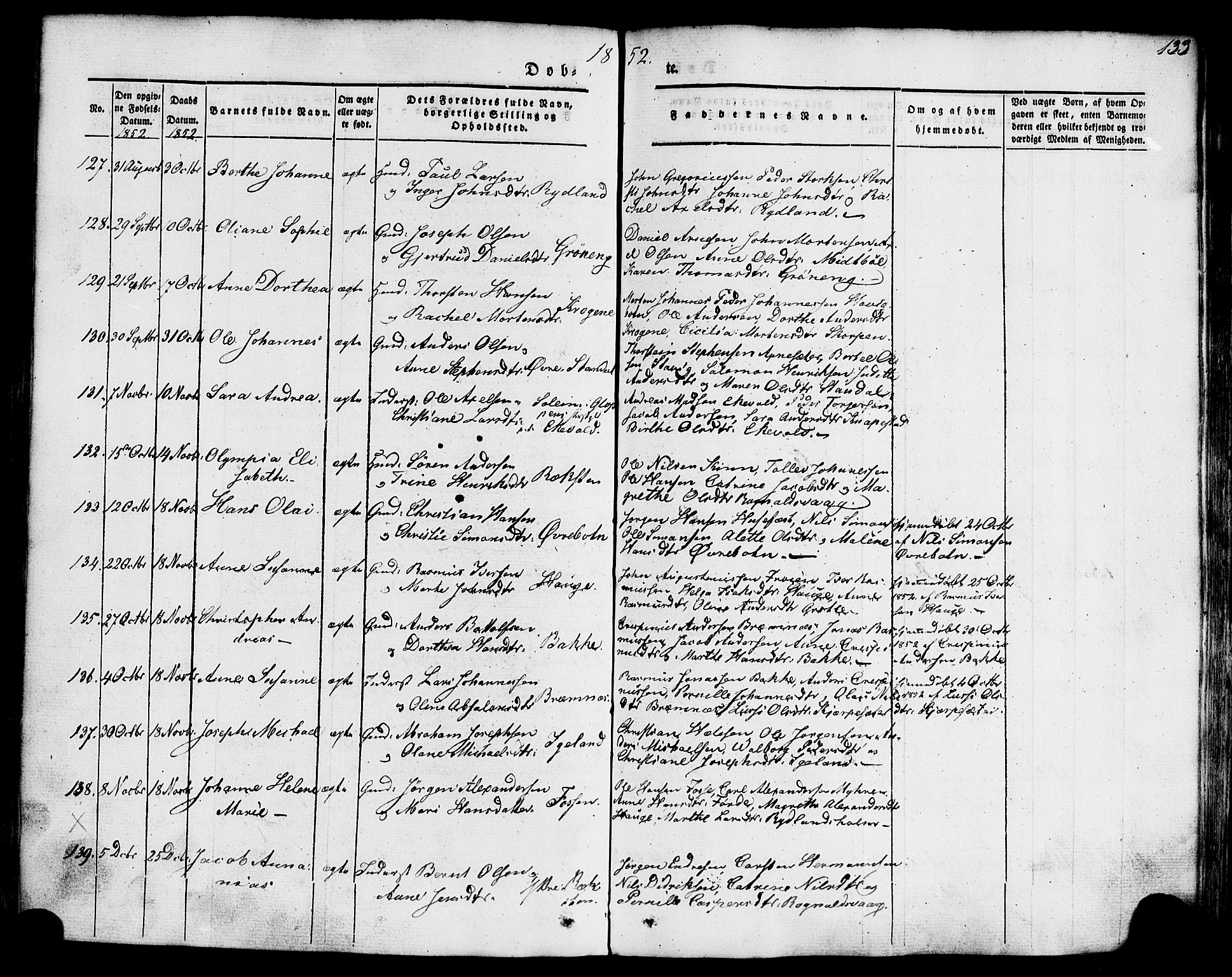 Kinn sokneprestembete, SAB/A-80801/H/Haa/Haaa/L0005: Parish register (official) no. A 5, 1841-1857, p. 133