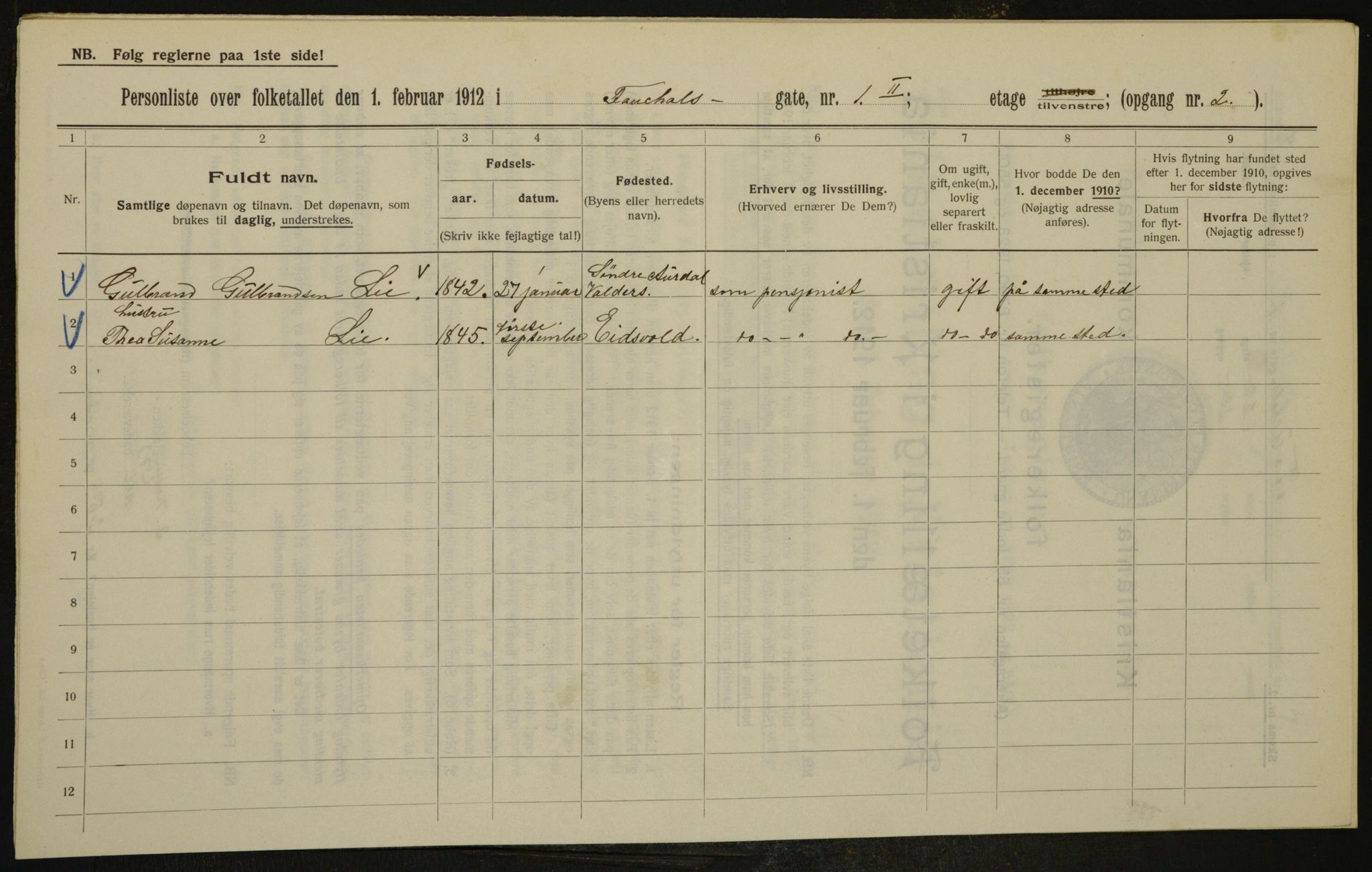 OBA, Municipal Census 1912 for Kristiania, 1912, p. 23658