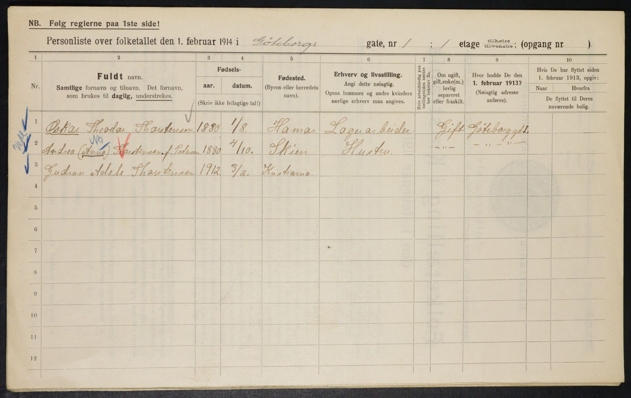 OBA, Municipal Census 1914 for Kristiania, 1914, p. 32783