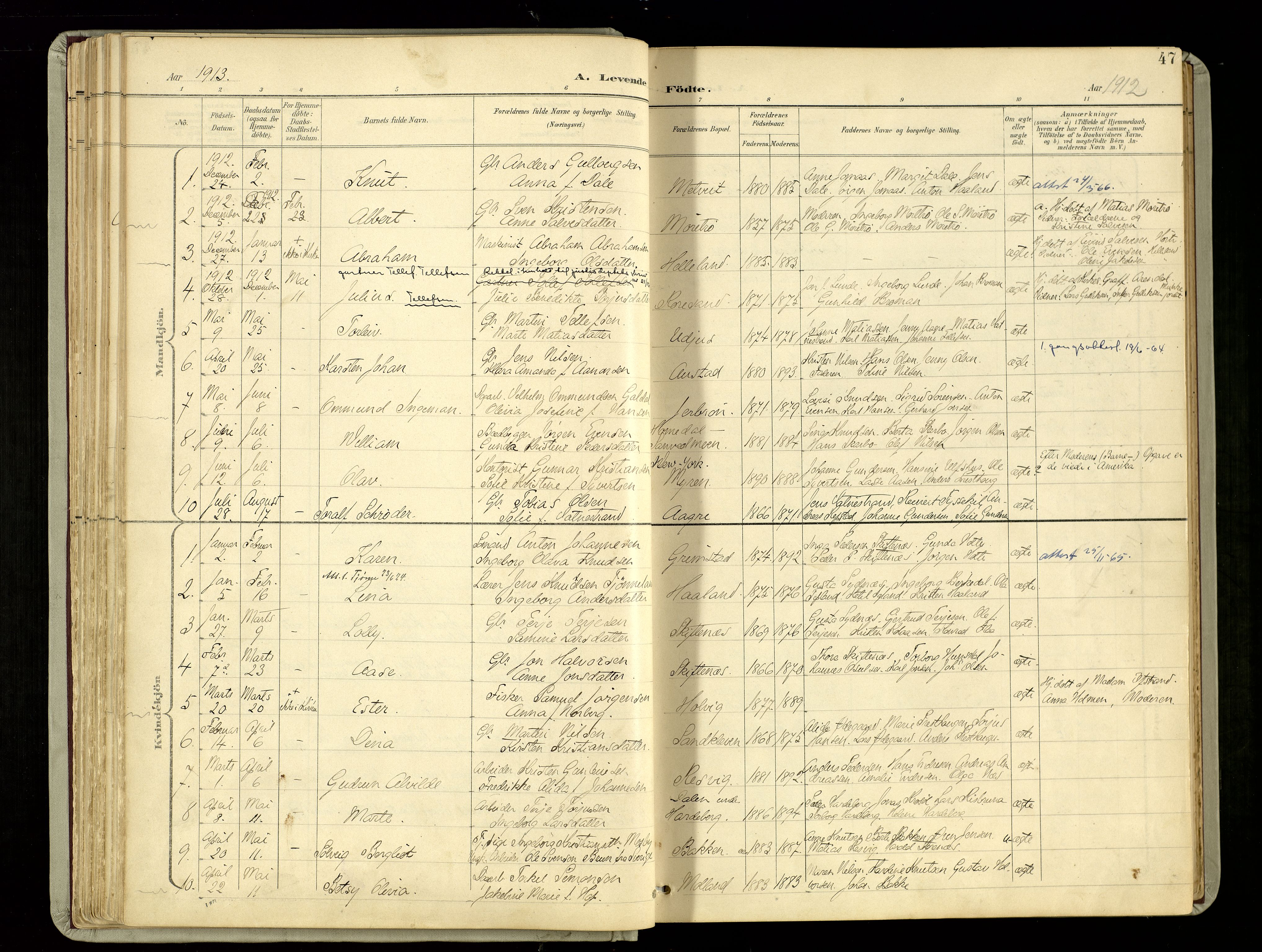 Hommedal sokneprestkontor, SAK/1111-0023/F/Fa/Fab/L0007: Parish register (official) no. A 7, 1898-1924, p. 47