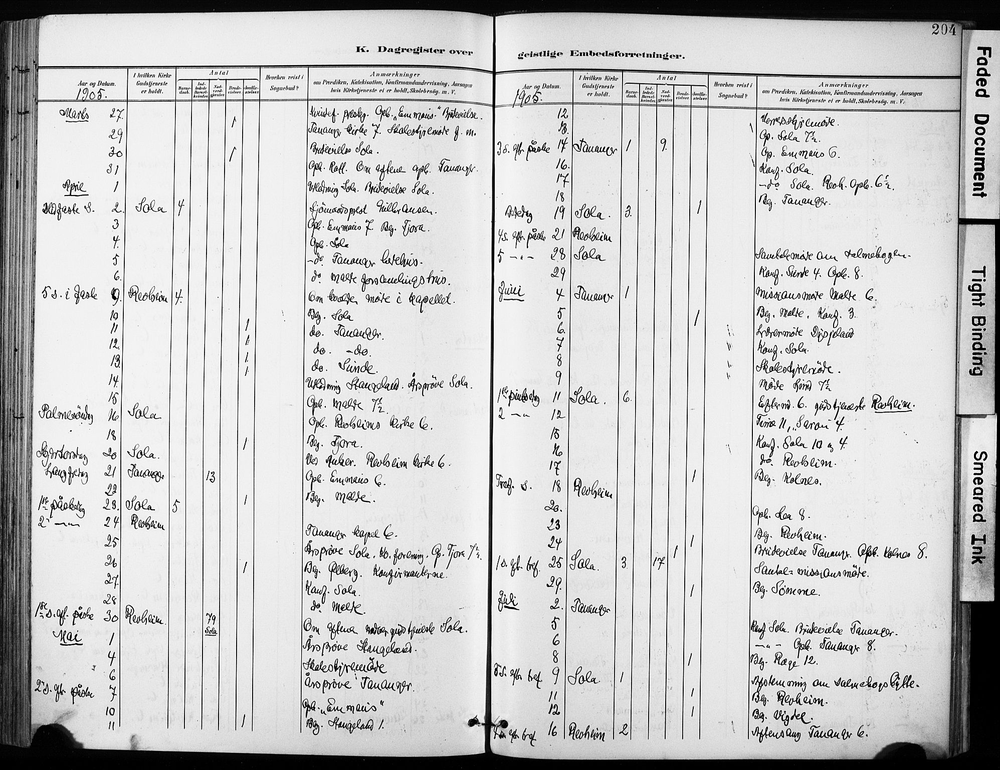 Håland sokneprestkontor, AV/SAST-A-101802/001/30BA/L0013: Parish register (official) no. A 12, 1901-1913, p. 204