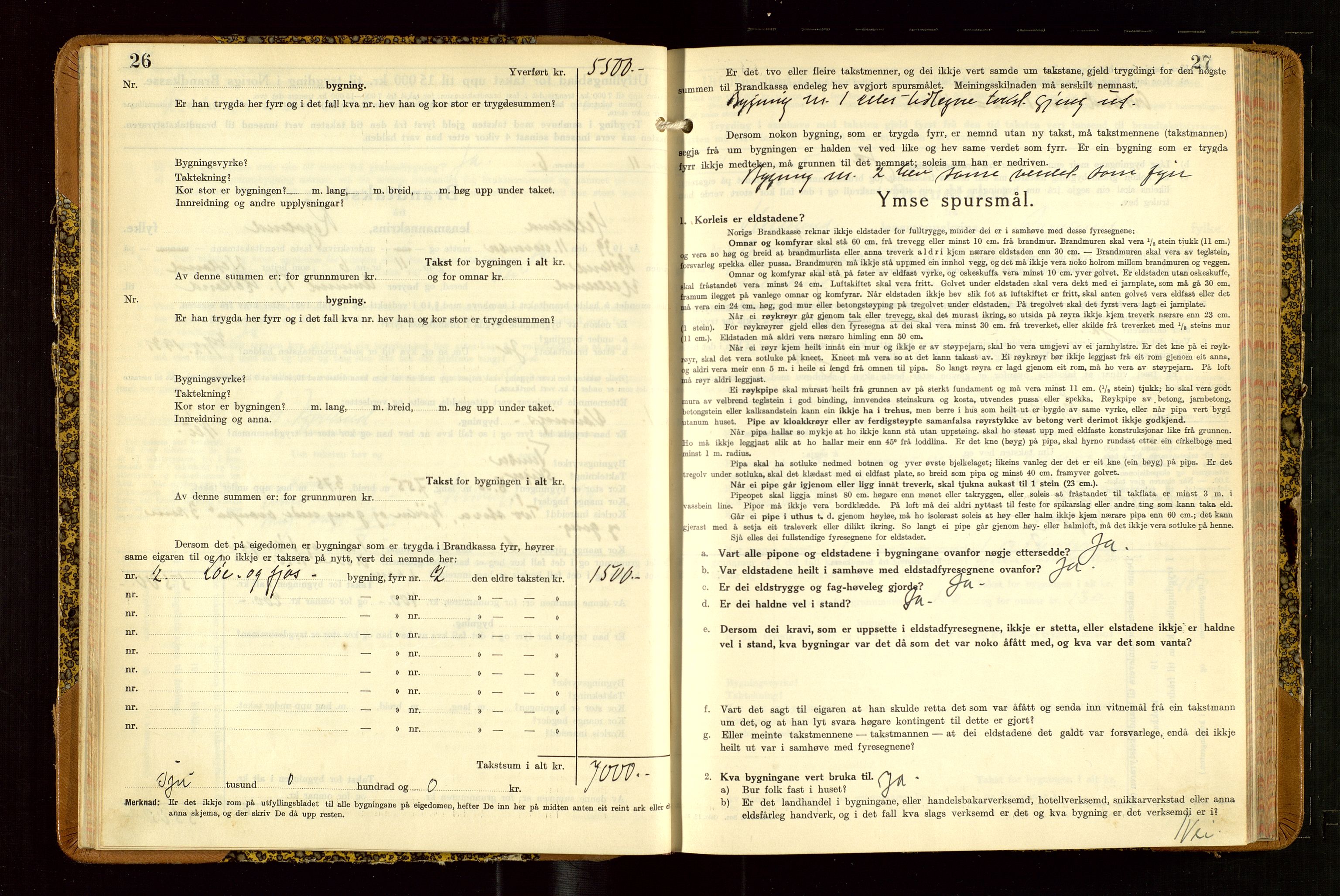 Helleland lensmannskontor, AV/SAST-A-100209/Gob/L0004: "Brandtakstbok", 1939-1949, p. 26-27