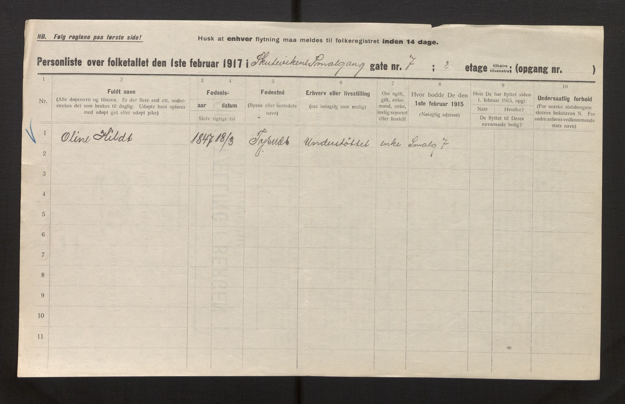 SAB, Municipal Census 1917 for Bergen, 1917, p. 35839