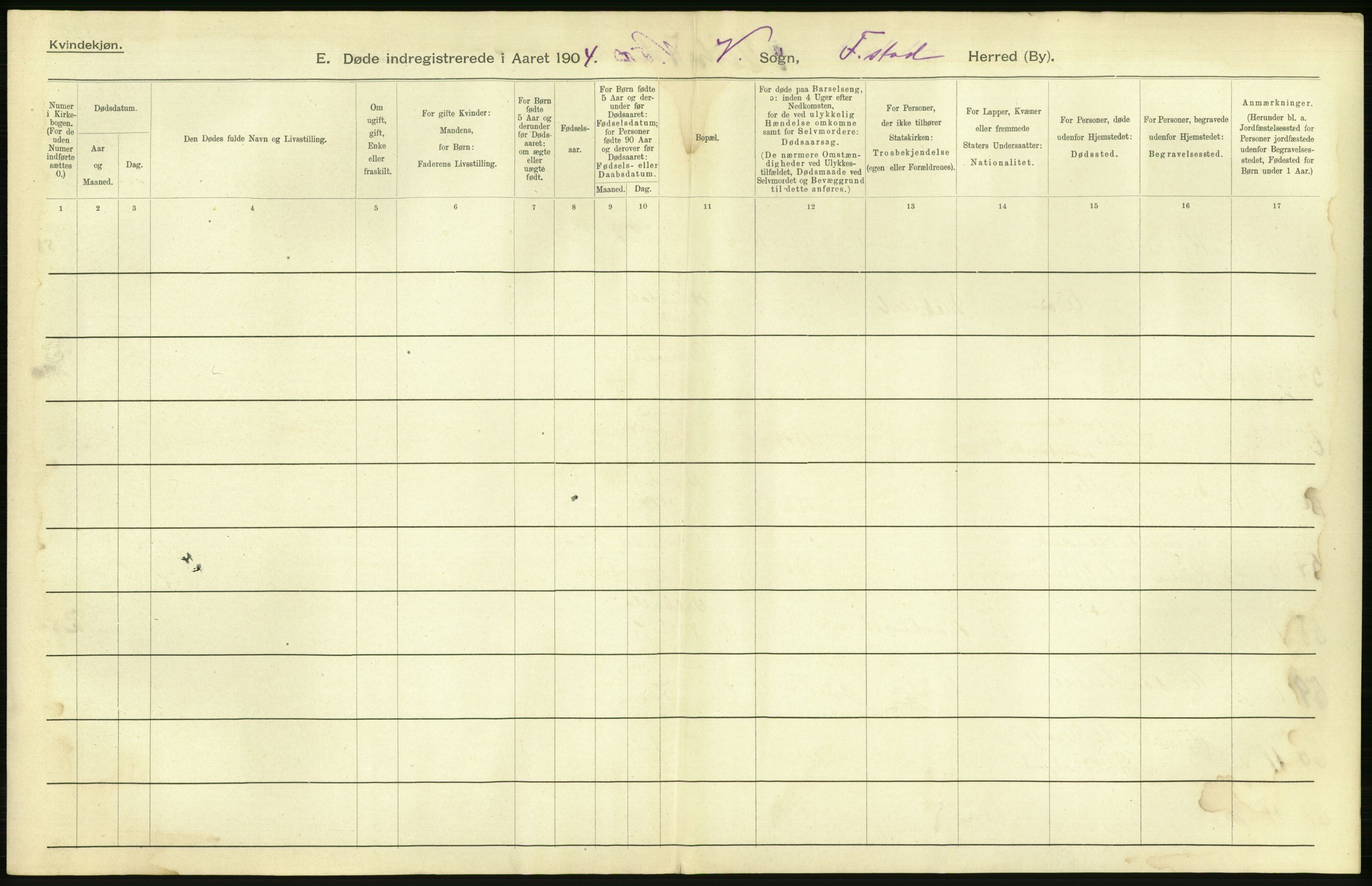 Statistisk sentralbyrå, Sosiodemografiske emner, Befolkning, AV/RA-S-2228/D/Df/Dfa/Dfab/L0001: Smålenenes amt: Fødte, gifte, døde, 1904, p. 733