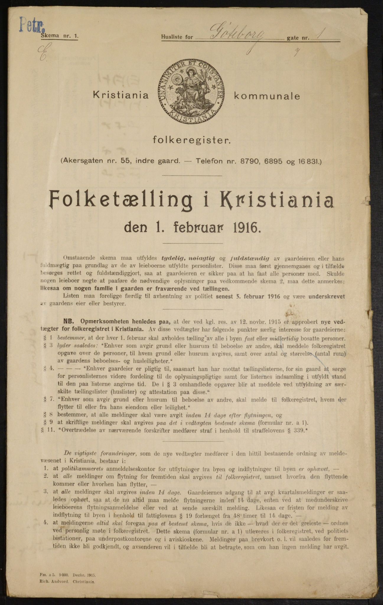 OBA, Municipal Census 1916 for Kristiania, 1916, p. 33239