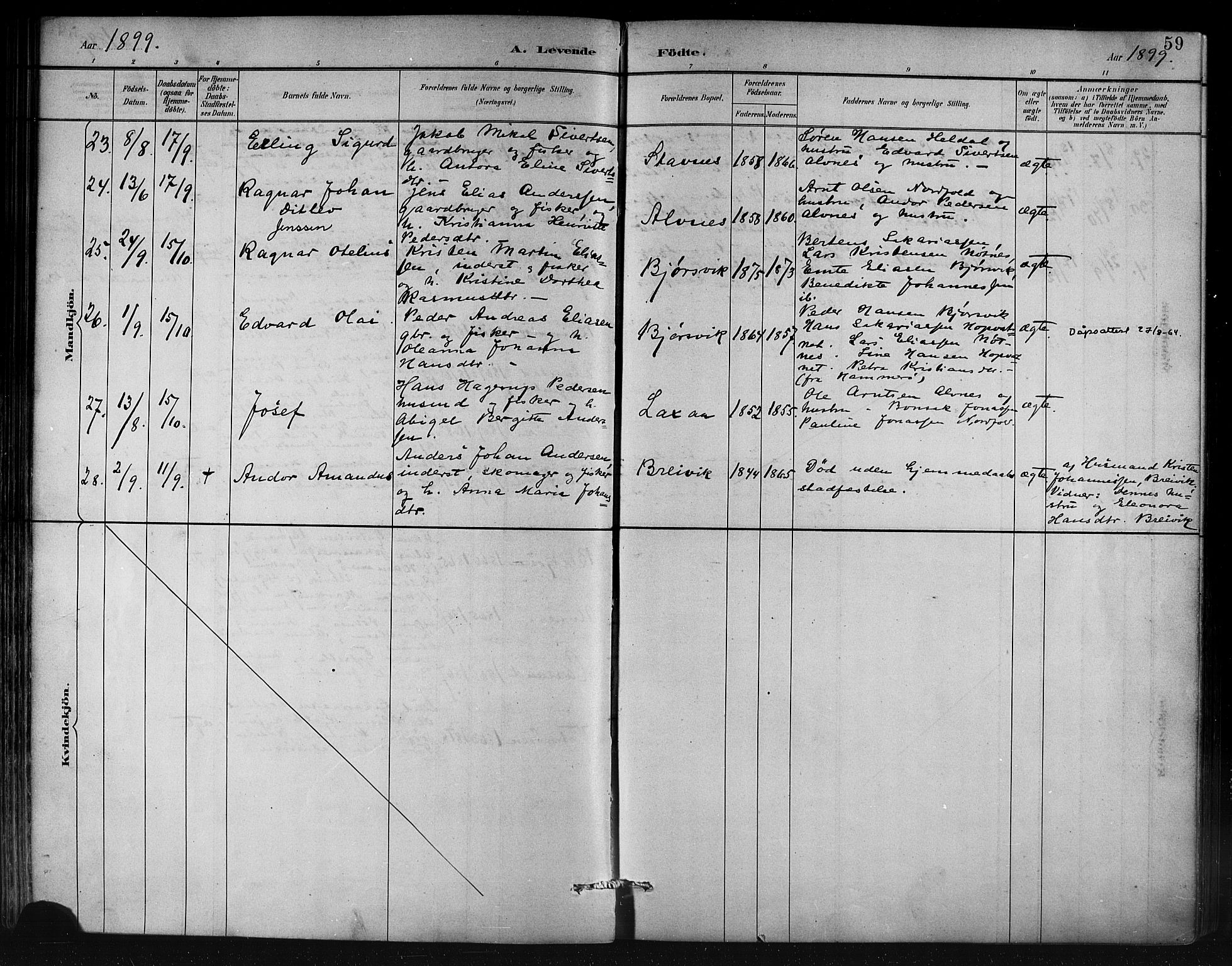 Ministerialprotokoller, klokkerbøker og fødselsregistre - Nordland, AV/SAT-A-1459/858/L0831: Parish register (official) no. 858A01, 1884-1902, p. 59