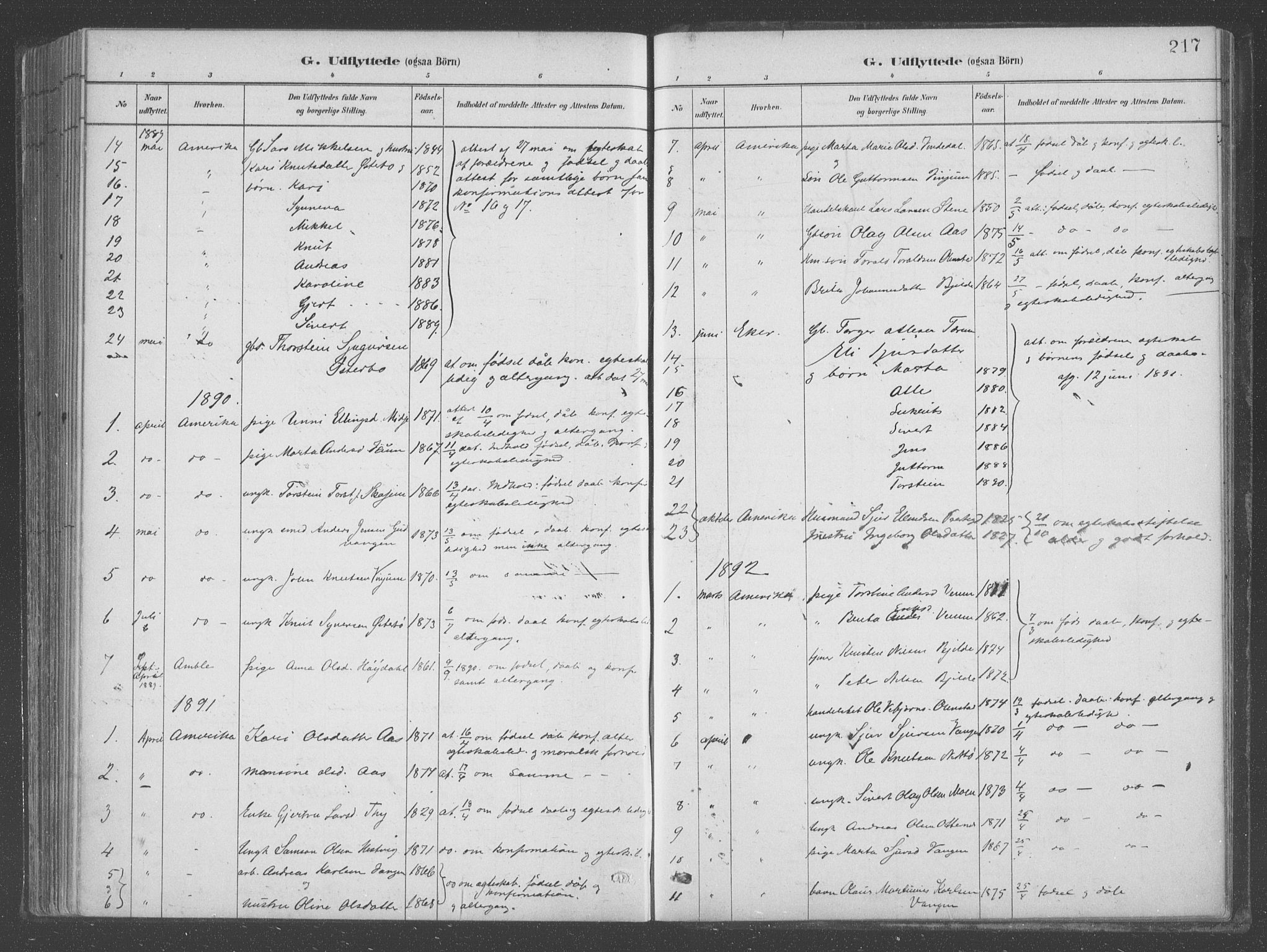 Aurland sokneprestembete, SAB/A-99937/H/Ha/Hab/L0001: Parish register (official) no. B  1, 1880-1909, p. 217