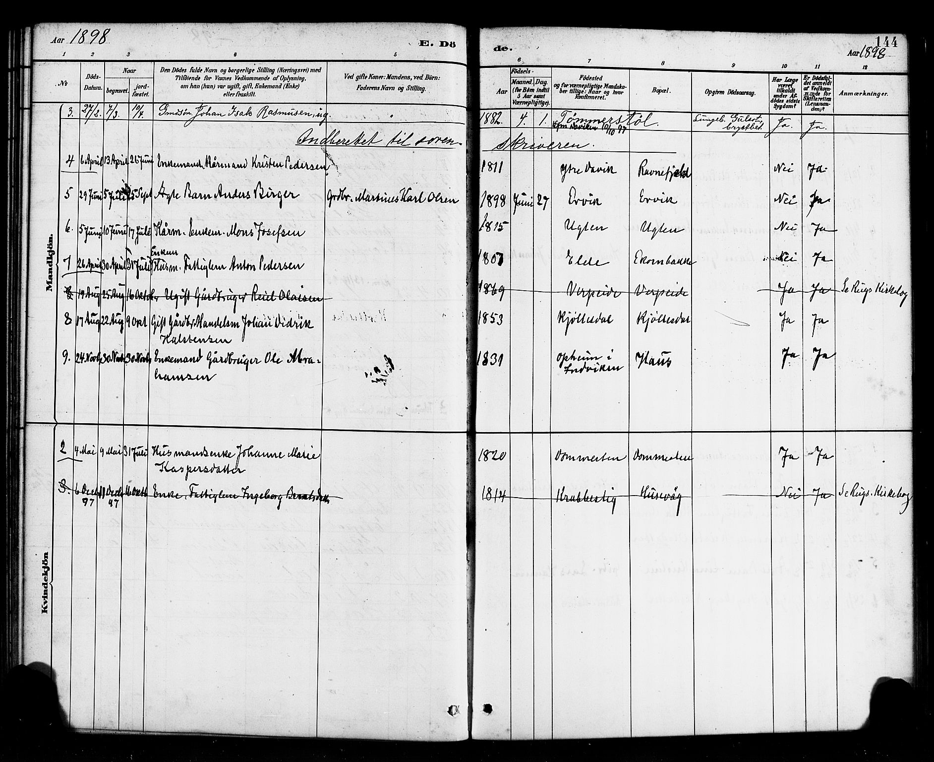 Davik sokneprestembete, AV/SAB-A-79701/H/Haa/Haab/L0001: Parish register (official) no. B 1, 1882-1900, p. 144