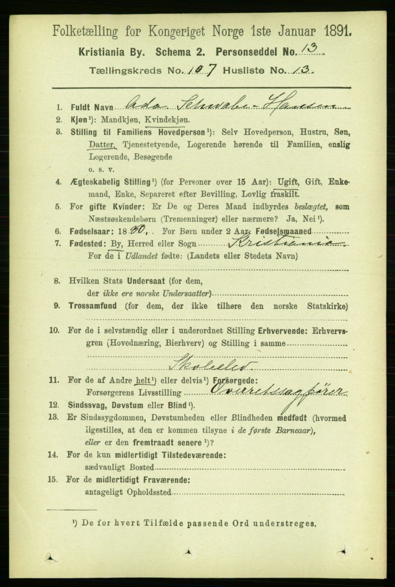 RA, 1891 census for 0301 Kristiania, 1891, p. 54922