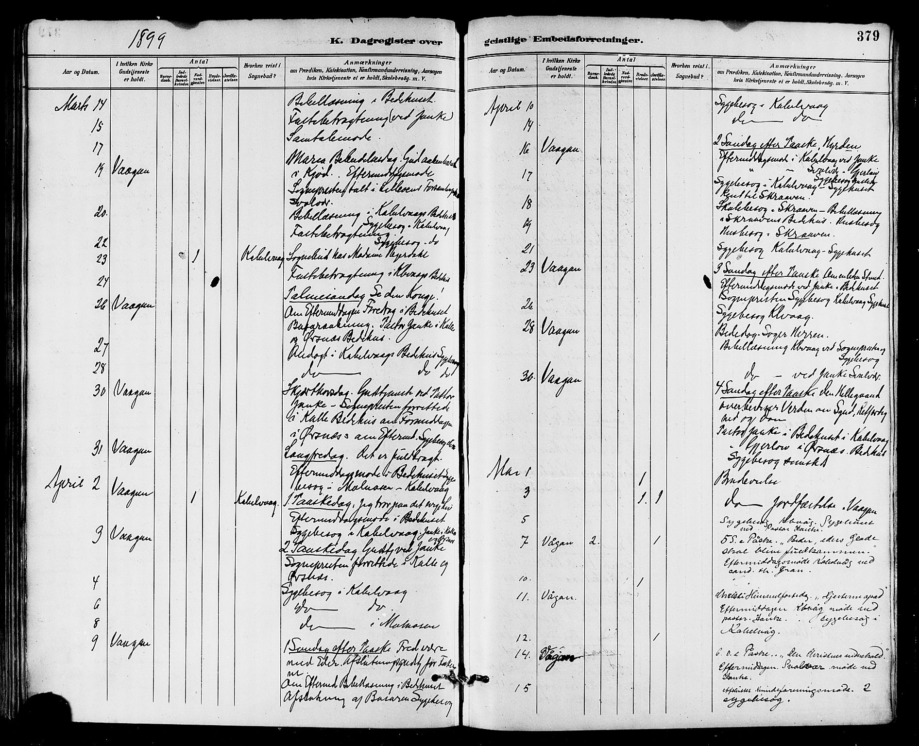 Ministerialprotokoller, klokkerbøker og fødselsregistre - Nordland, AV/SAT-A-1459/874/L1060: Parish register (official) no. 874A04, 1890-1899, p. 379