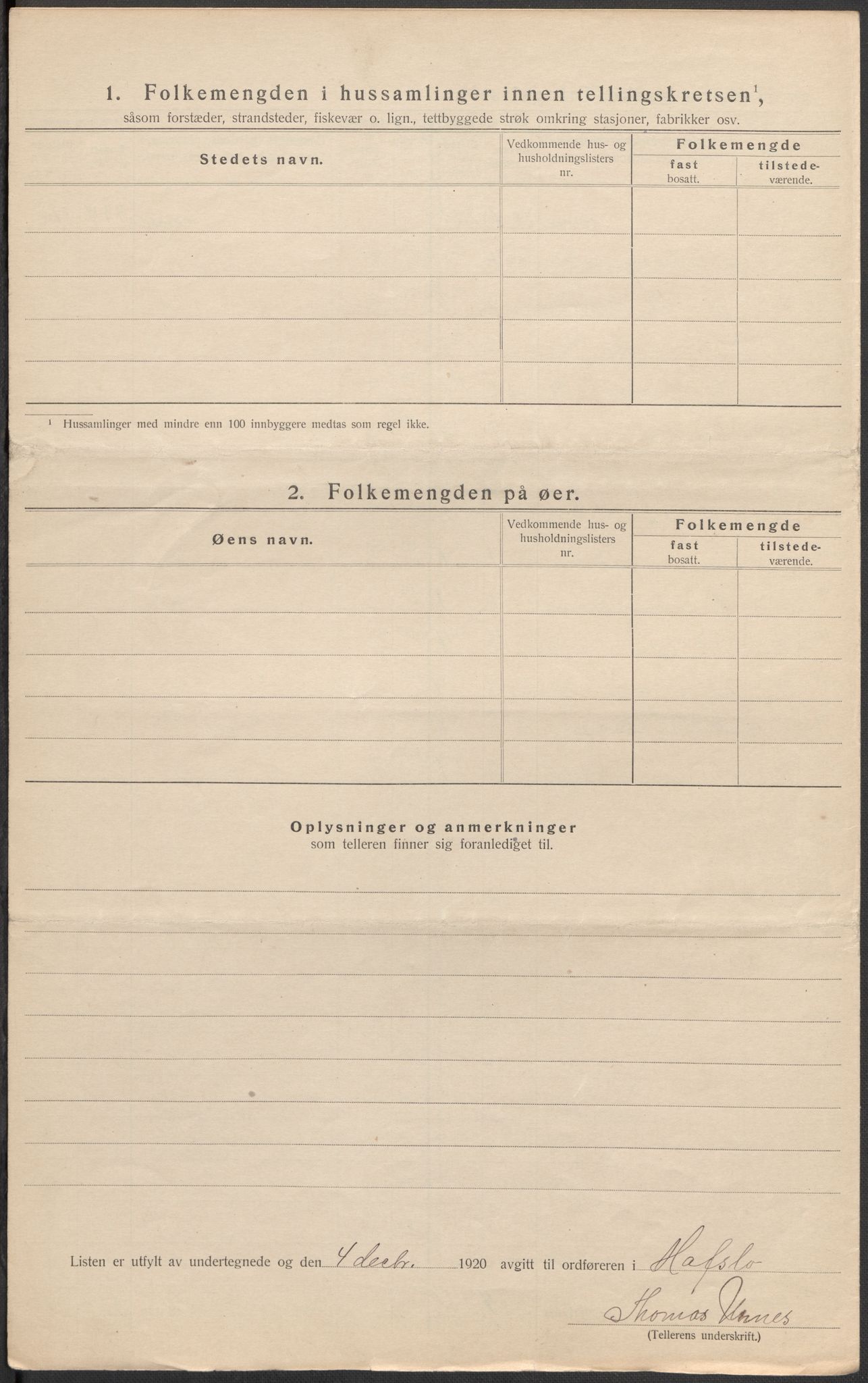 SAB, 1920 census for Hafslo, 1920, p. 30