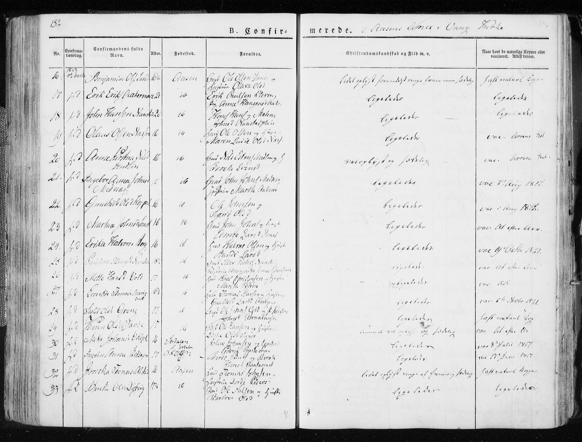 Ministerialprotokoller, klokkerbøker og fødselsregistre - Nord-Trøndelag, SAT/A-1458/713/L0114: Parish register (official) no. 713A05, 1827-1839, p. 152