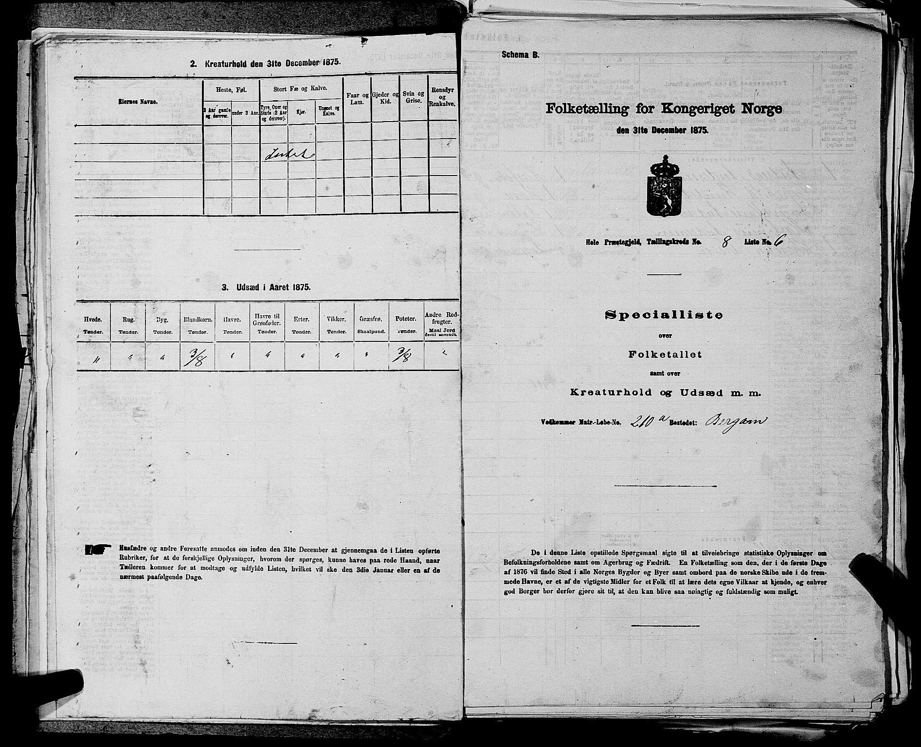 SAKO, 1875 census for 0612P Hole, 1875, p. 1388