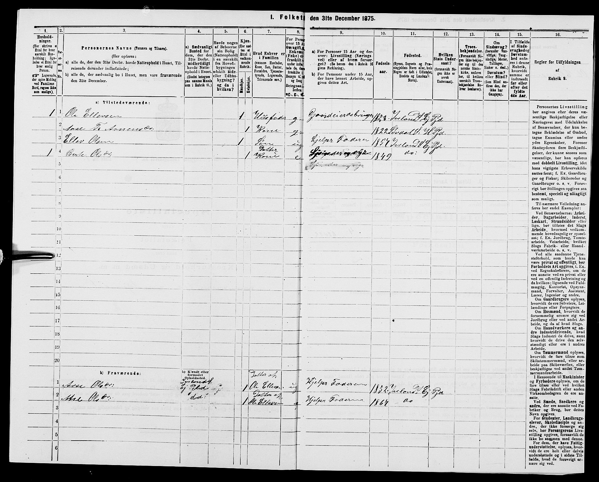 SAK, 1875 census for 1016P Øvrebø, 1875, p. 1003