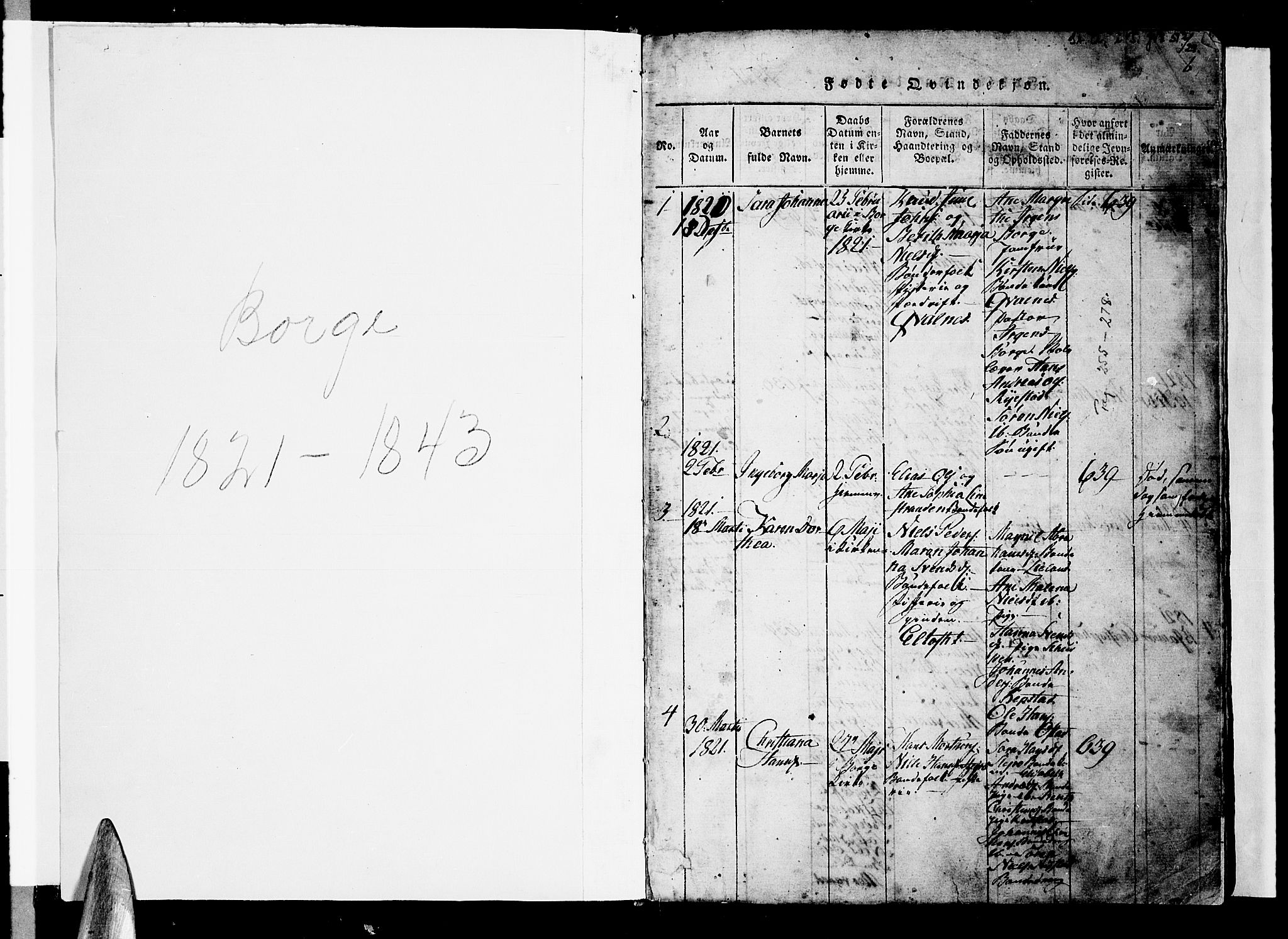Ministerialprotokoller, klokkerbøker og fødselsregistre - Nordland, SAT/A-1459/880/L1130: Parish register (official) no. 880A04, 1821-1843, p. 0-1