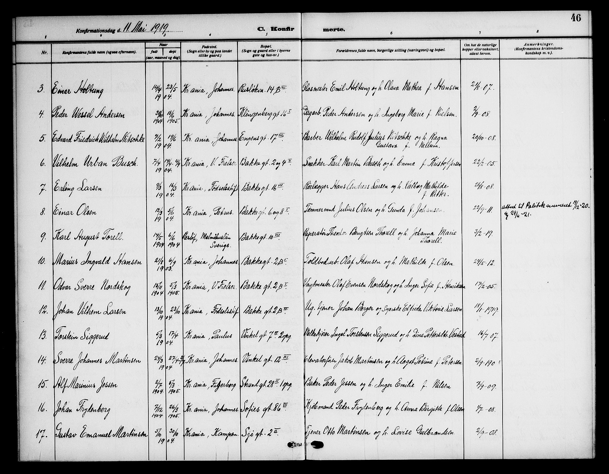 Piperviken prestekontor Kirkebøker, AV/SAO-A-10874/F/L0001: Parish register (official) no. 1, 1911-1958, p. 46