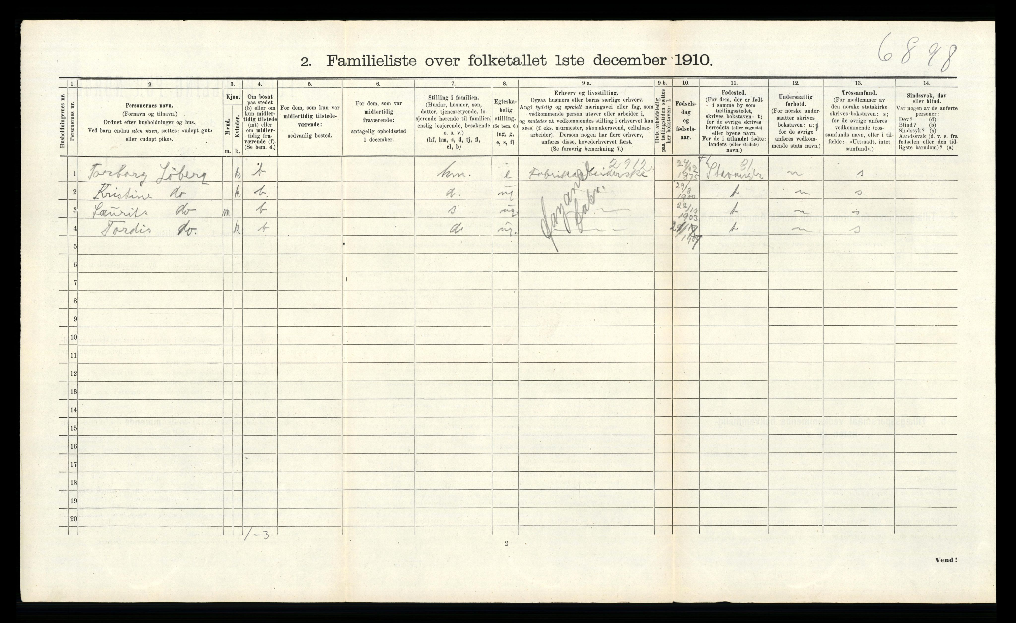 RA, 1910 census for Egersund, 1910, p. 2200